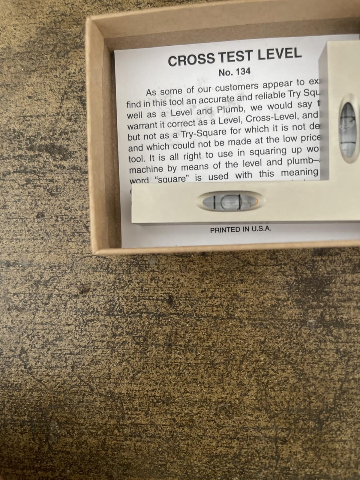 Starrett Cross Test Level and Plumb, 3 x 0.5 x 0.5