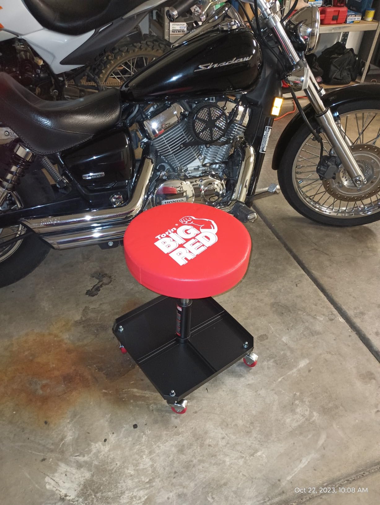 Big RED Pneumatic Rolling Mechanic Stool, Large customer photo 1
