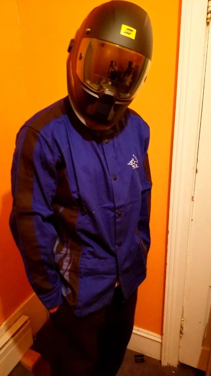 Revco Black Stallion (BXRB9C) BSX 9 oz Contoured Flame-Resistant Cotton Welding Jacket, Welder's Collar, Dual Scribe Pockets, Leather-Reinforced Snaps, Large, Royal Blue customer photo 2