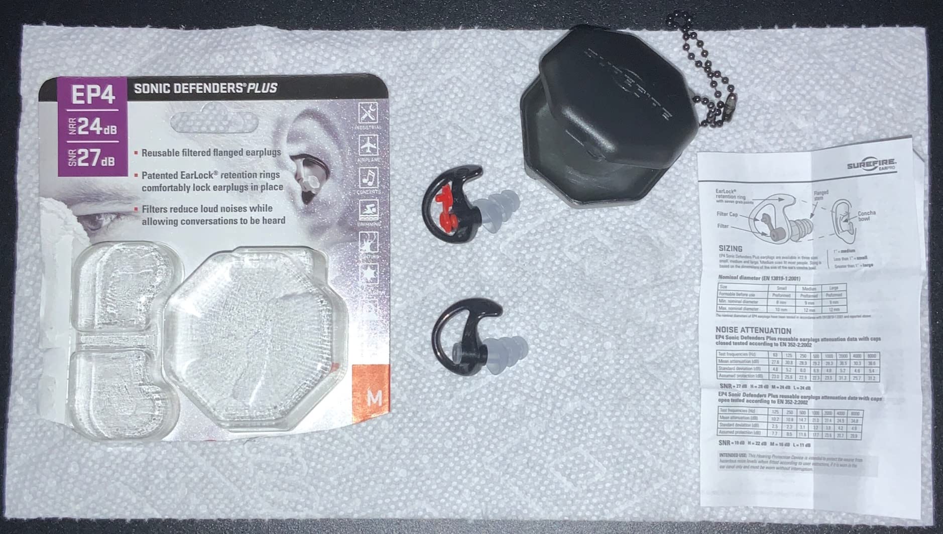 SureFire EP4 Sonic Defenders Plus Filtered Earplugs, Triple flanged Design, Reusable, Black, Medium customer photo 2