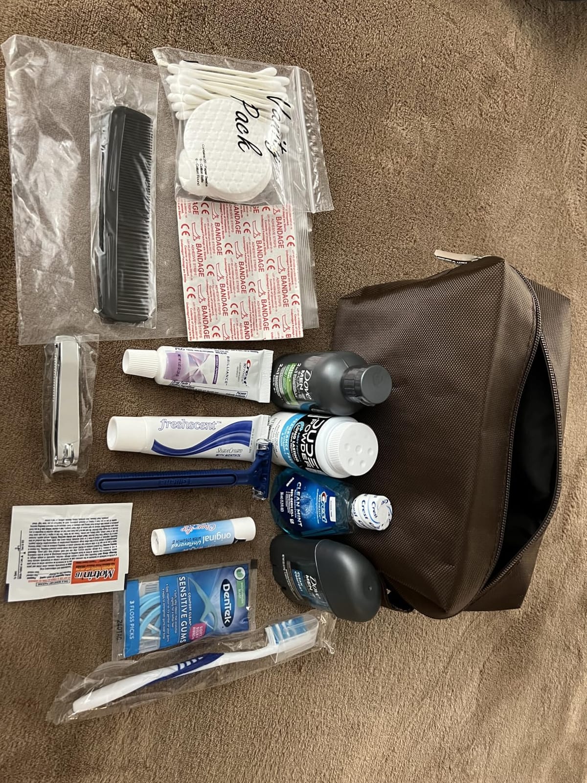 Convenience Kits International Men’s Premium 20-Piece Kit with Travel Size TSA Compliant Essentials, Featuring: Dove Men & Care Products in Brown Dopp Bag customer photo 1