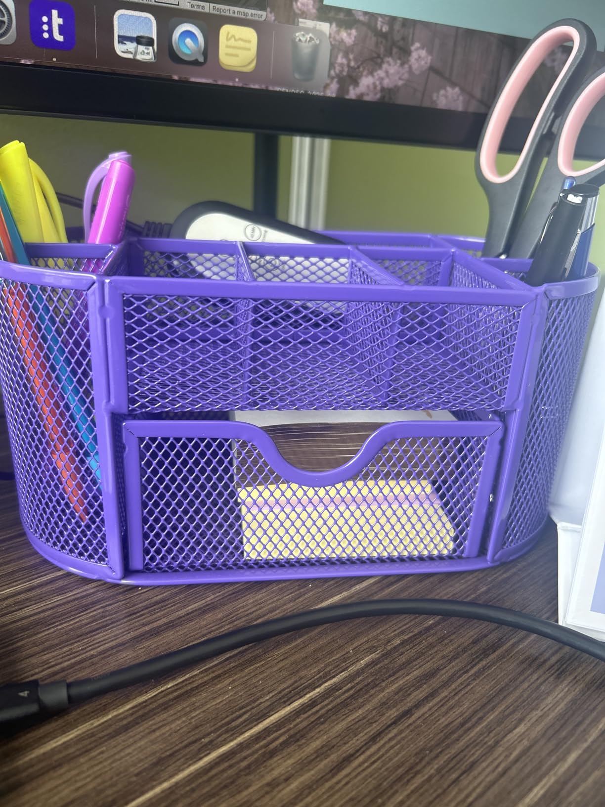 EasyPAG Mesh Pen Holder Desk Organizer with Drawer Stationery Supplies Organizer for Dorm School 9 Compartments Workspace Desk Accessories Organization for Office, Black customer photo 1