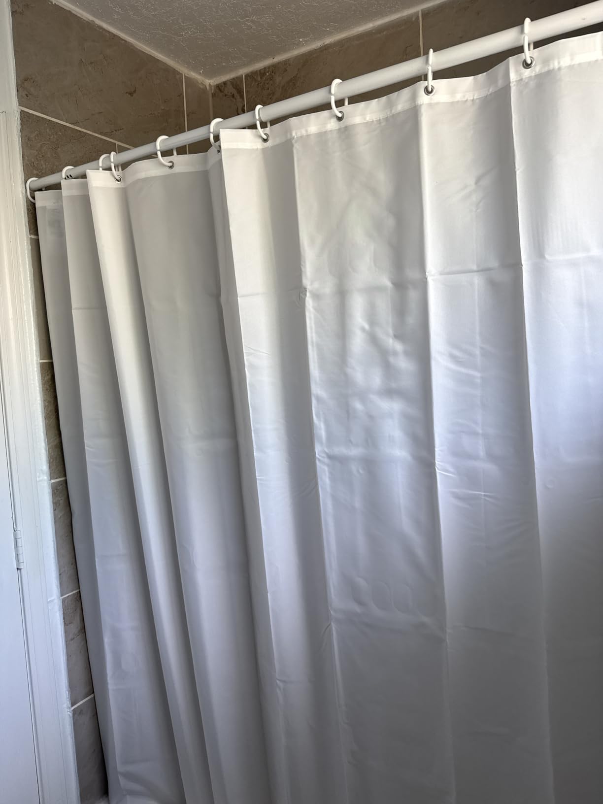 Amazon Basics Bathroom Shower Curtain, Water Resistant Fabric with Weighted Hem, Rust Resistant Grommets & Hooks, Machine Washable, 72