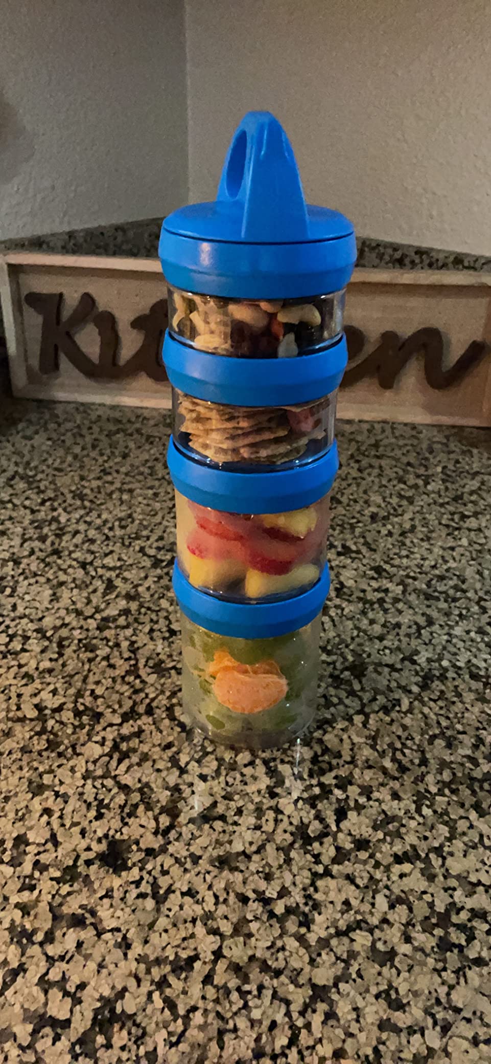 SELEWARE Blue Stackable Snack Containers for Kids Toddlers Adults, 31oz customer photo 1