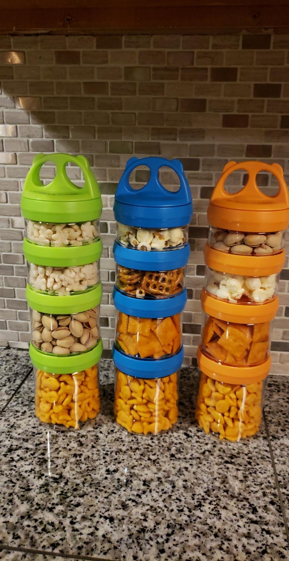 SELEWARE Blue Stackable Snack Containers for Kids Toddlers Adults, 31oz customer photo 2