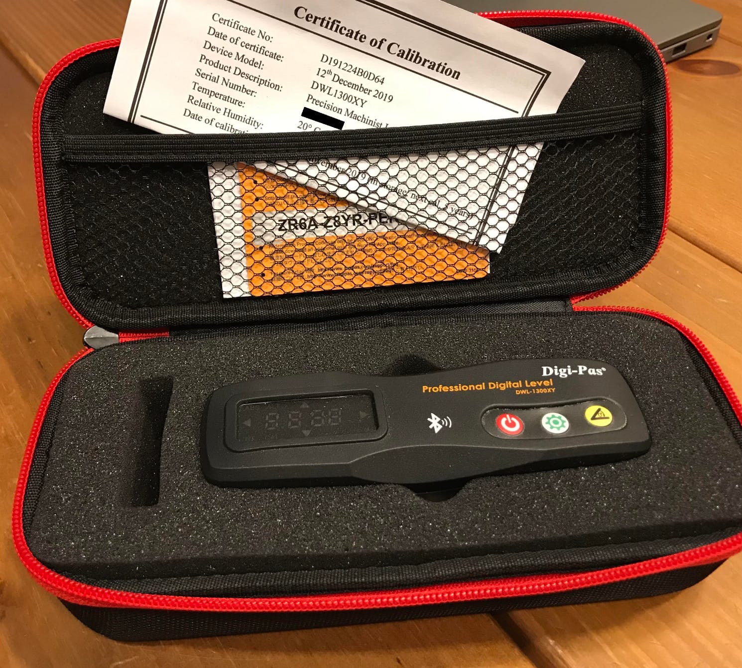 Digi-Pas 2-Axis Smart Machinist Digital Level DWL1300XY Bluetooth 0.002