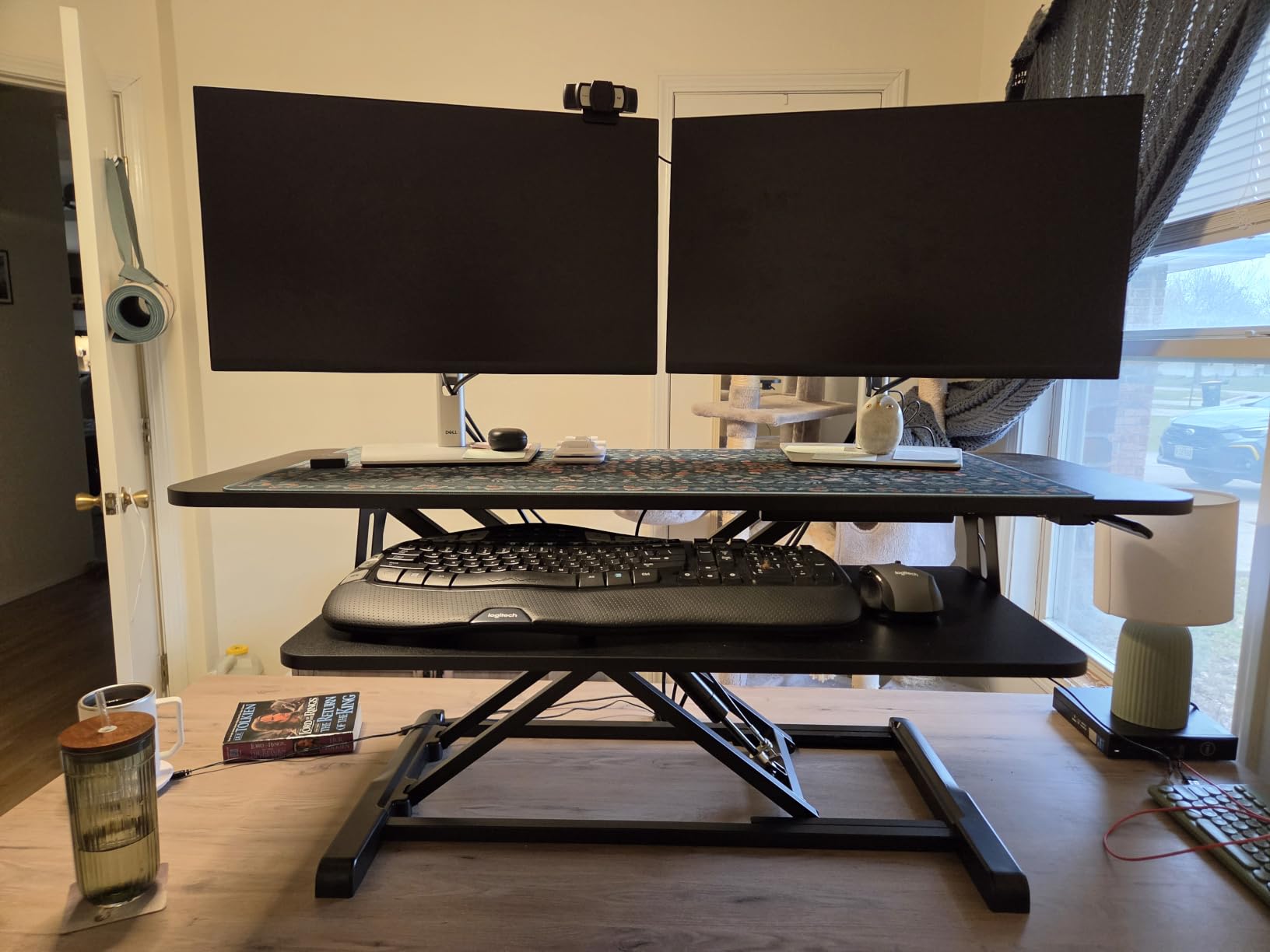 TechOrbits Standing Desk Converter-32-inch Height Adjustable, MDF Wood, Sit Riser-Black, 32
