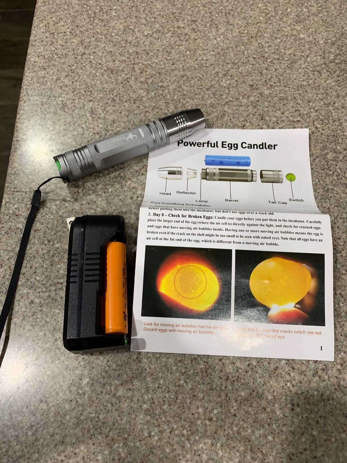 Powerful Professional LED Light Egg Candler Incubator Stainless Steel Tester for All Egg Type, Ultra Bright, Powered Portable, with Full Illustrated Egg Candling Guide (B- Include Batteries) customer photo 1