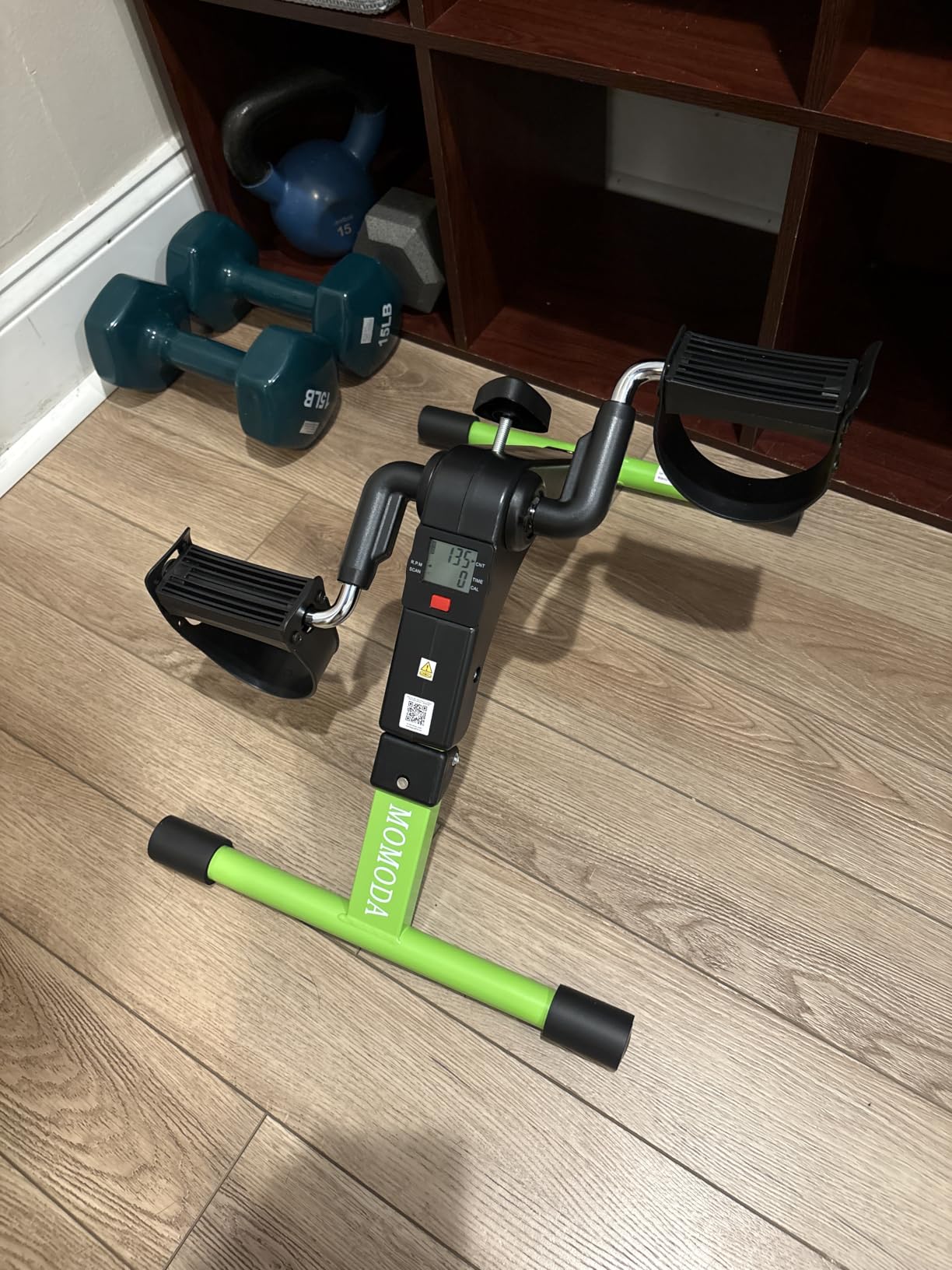 Pedal Exerciser Desk Exercise Bike Leg and Arm Bike with LCD Monitor Foldable (black/green) customer photo 2