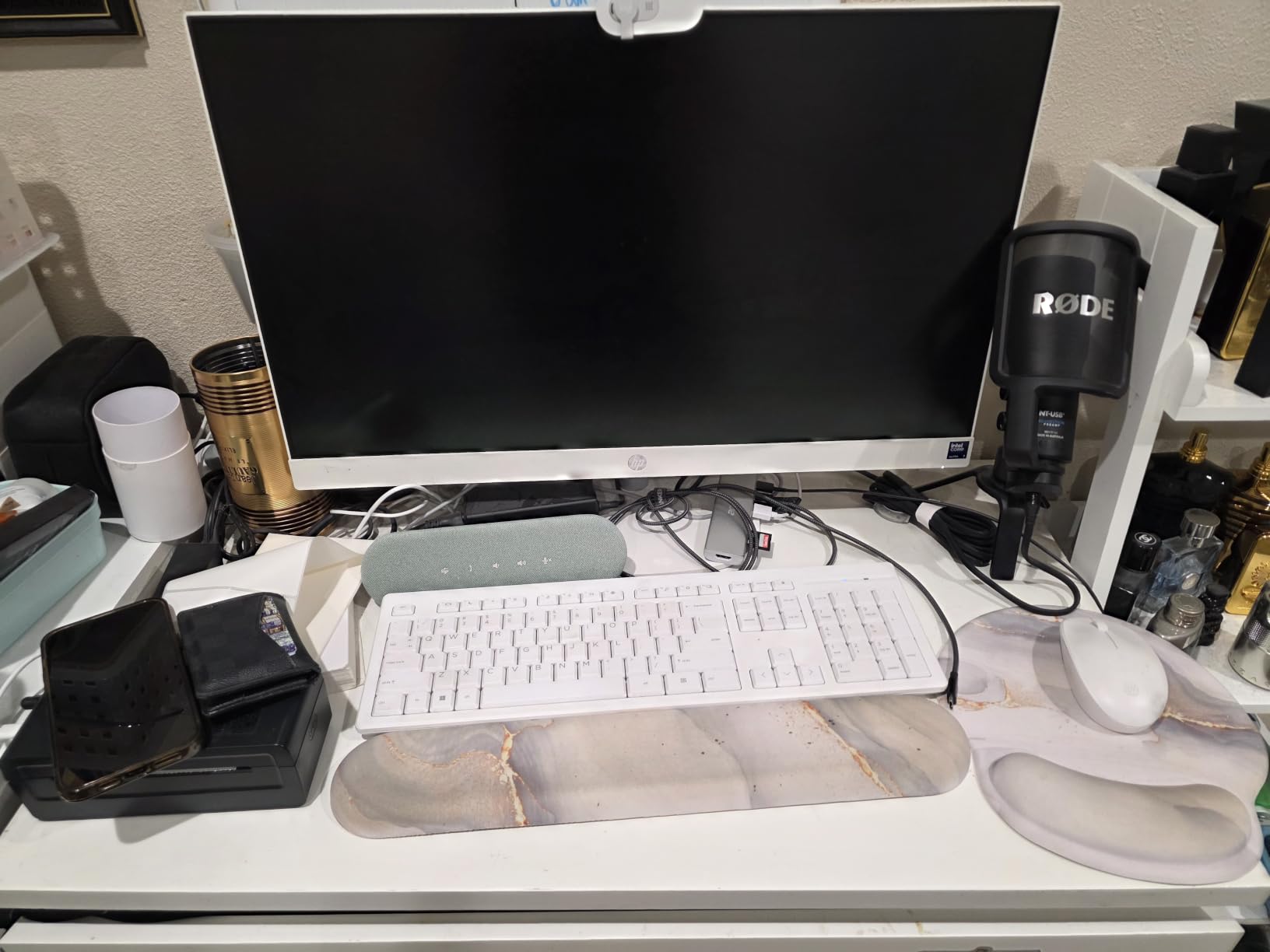 Monitor Stand Riser, Klearlook Foldable, Height Adjustable Computer Stand, Desk Shelf Riser with Storage Drawer &Tablet Phone Stand for Desktop, Laptop (White) customer photo 2