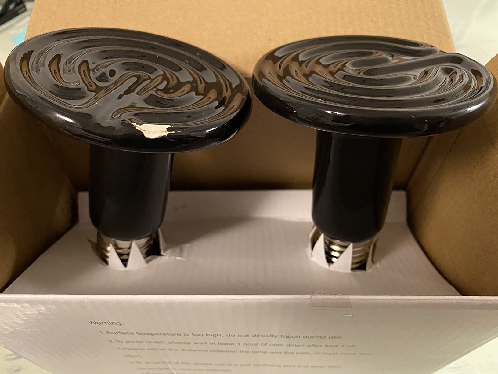Simple Deluxe 100W 2-Pack Ceramic Reptile Heat Lamp Heat Emitter Bulb No Light Emitting Brooder Coop Heater for Amphibian Pet & Incubating Chicken, Black customer photo 2