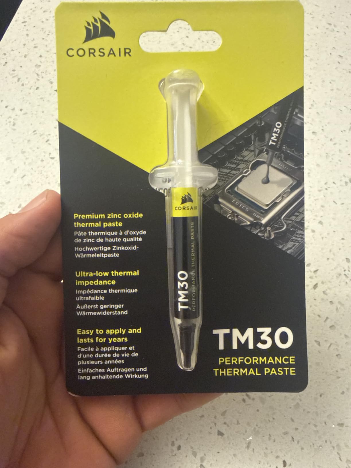 Corsair TM30 Performance Thermal Paste | Ultra-Low Thermal Impedance CPU/GPU | 3 Grams|w/applicator, Silver for Desktop customer photo 1
