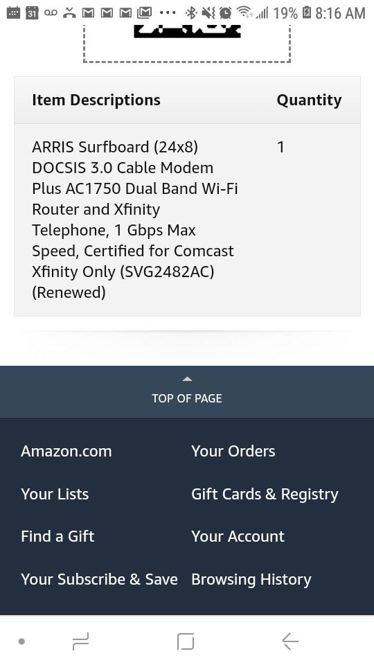 ARRIS Surfboard (24x8) DOCSIS 3.0 Cable Modem Plus AC1750 Dual Band Wi-Fi Router and Xfinity Telephone, 1 Gbps Max Speed, Certified for Comcast Xfinity Only (SVG2482AC) (Renewed) customer photo 2
