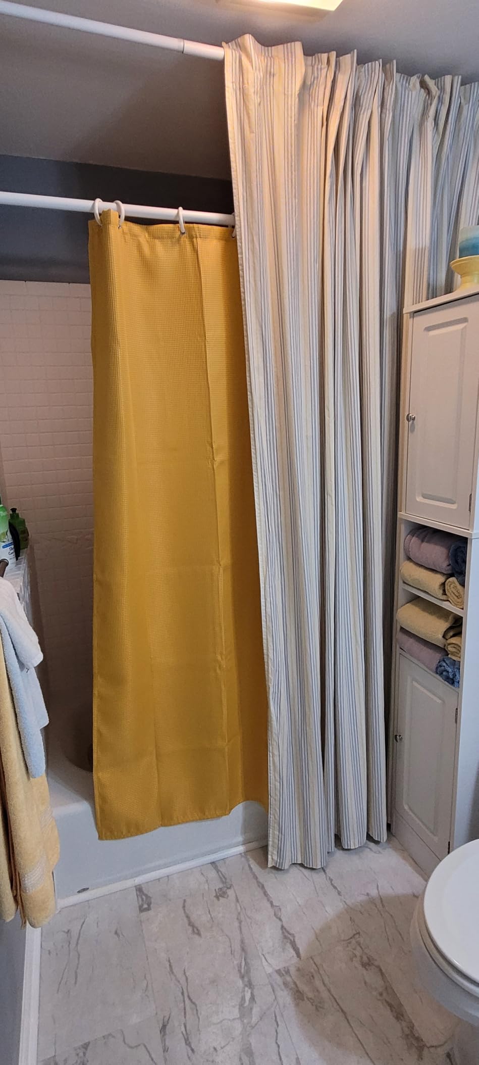 AmazerBath White Shower Curtain Fabric, Waffle Shower Curtains for Bathroom, Cloth Shower Curtain Heavy Duty, Thick Bathroom Shower Curtains Hotel Quality, Premium Polyester, 72x72 Inches customer photo 1