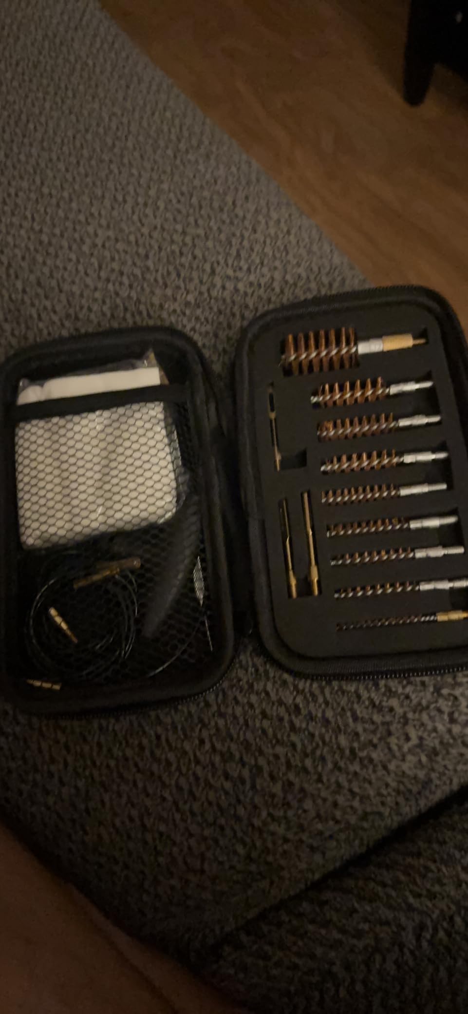 BOOSTEADY Gun Cleaning Kit .17 .22/.223/5.56MM .243 .280 .30 .357/9MM .40 .45 12GA Multi-Caliber Phosphor Bristle Bore Brushes with Flexible Threaded Bore Cleaning Coated Cables in Zippered Case customer photo 1
