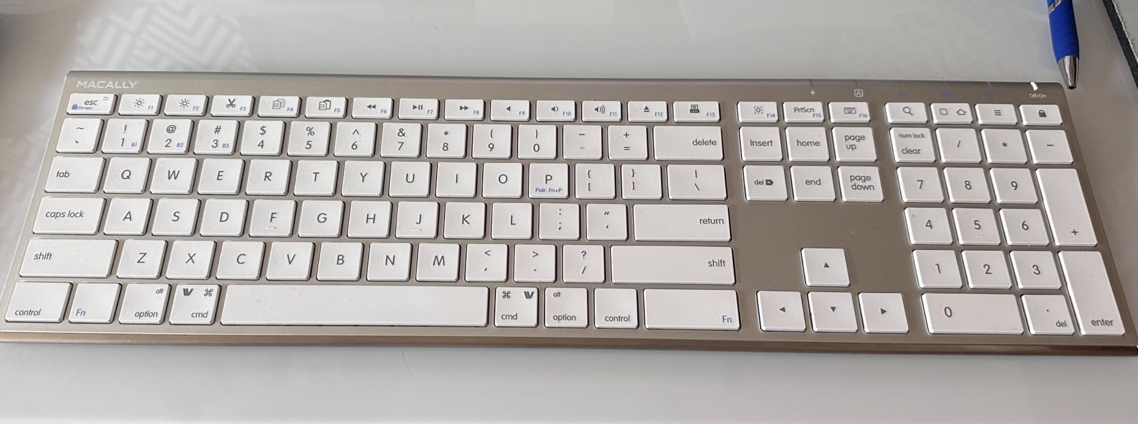 Macally Wireless Bluetooth Keyboard for Mac - Compatible Apple Keyboard or MacBook Pro/Air, iMac - Multi-Device, Up to 3 Devices with 110 Keys, 20 Shortcuts, Numeric Keypad, and Rechargeable - Silver customer photo 1