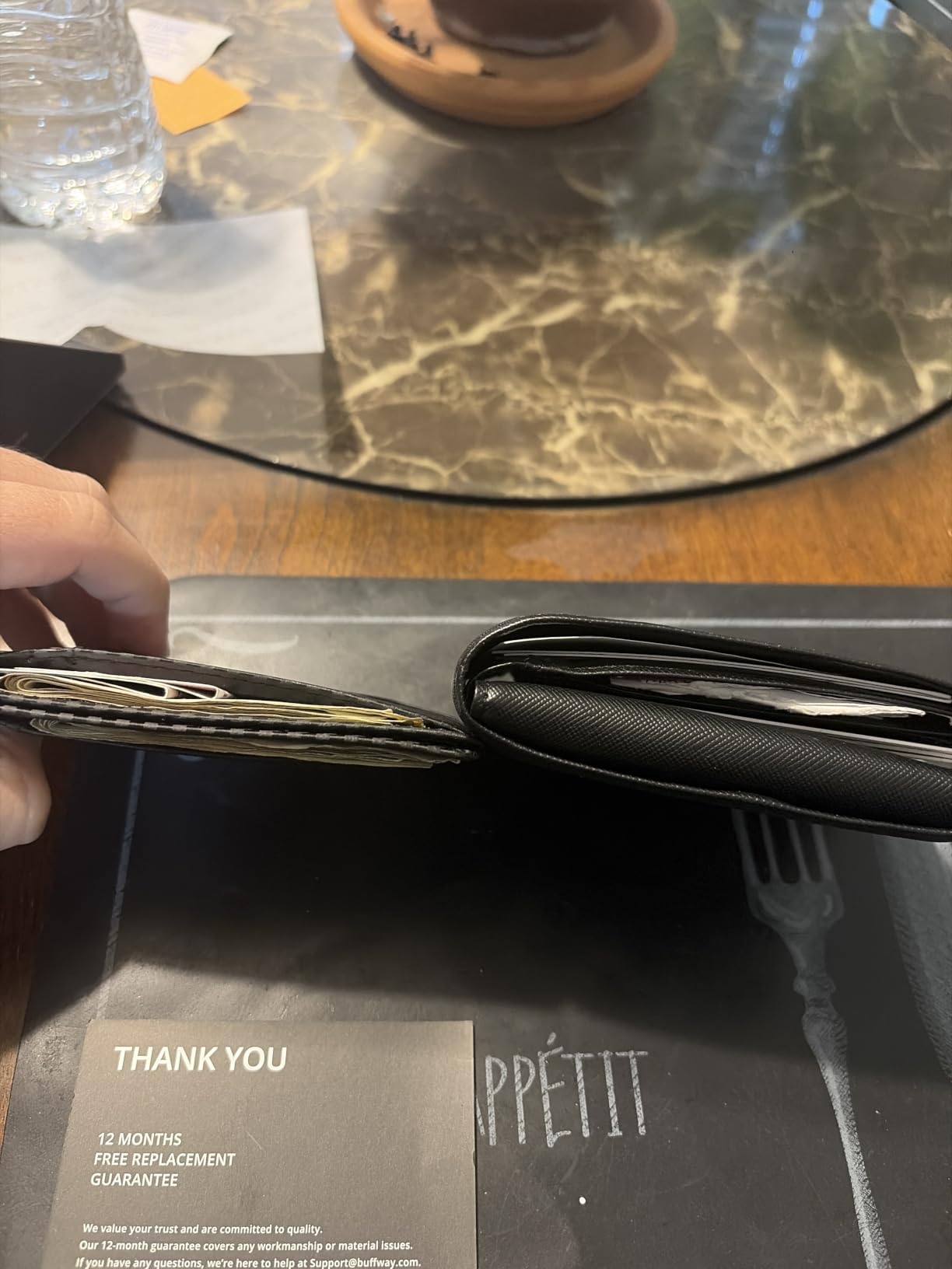 Buffway Slim Minimalist Front Pocket RFID Blocking Leather Wallets for Men and Women - Carbon Fiber Black customer photo 1