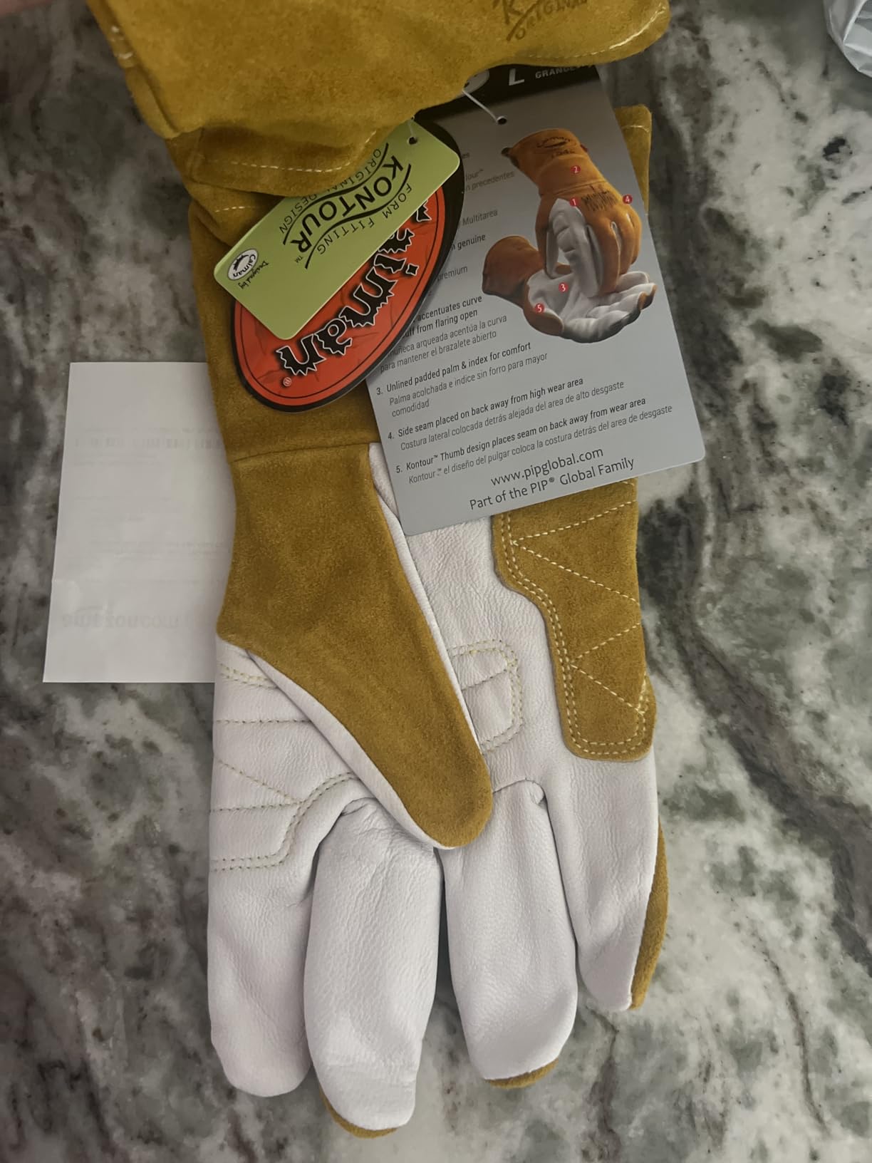 Caiman Premium Goat Grain TIG/Multi-Task Welding Gloves, Split Cowhide Back, 4-Inch Extended Cuff, White/Gold, Large (1540-5) customer photo 1