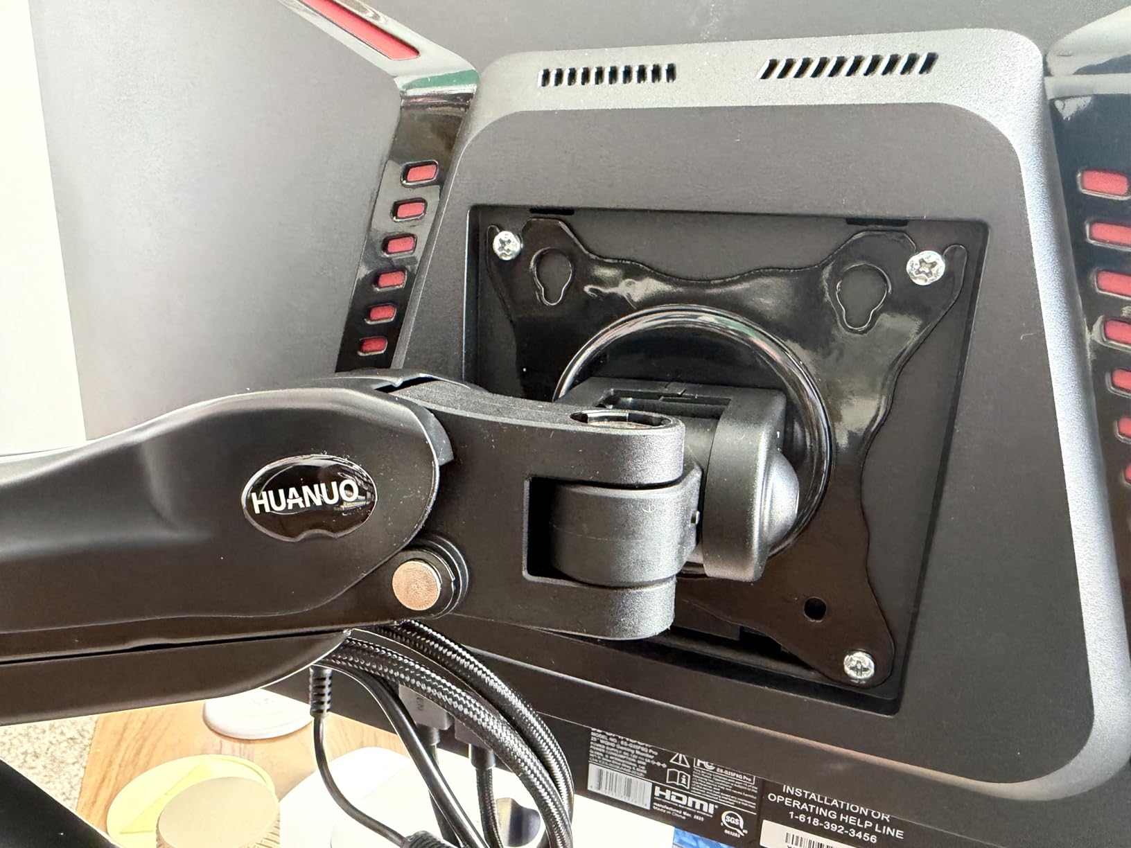 HUANUO FlowLift™ Single Monitor Mount, 13 to 32 Inch Monitor Arm, Adjustable Monitor Stand, Vesa Mount with Clamp and Grommet Base - Fits 4.4 to 19.8lbs LCD Computer Monitors customer photo 2