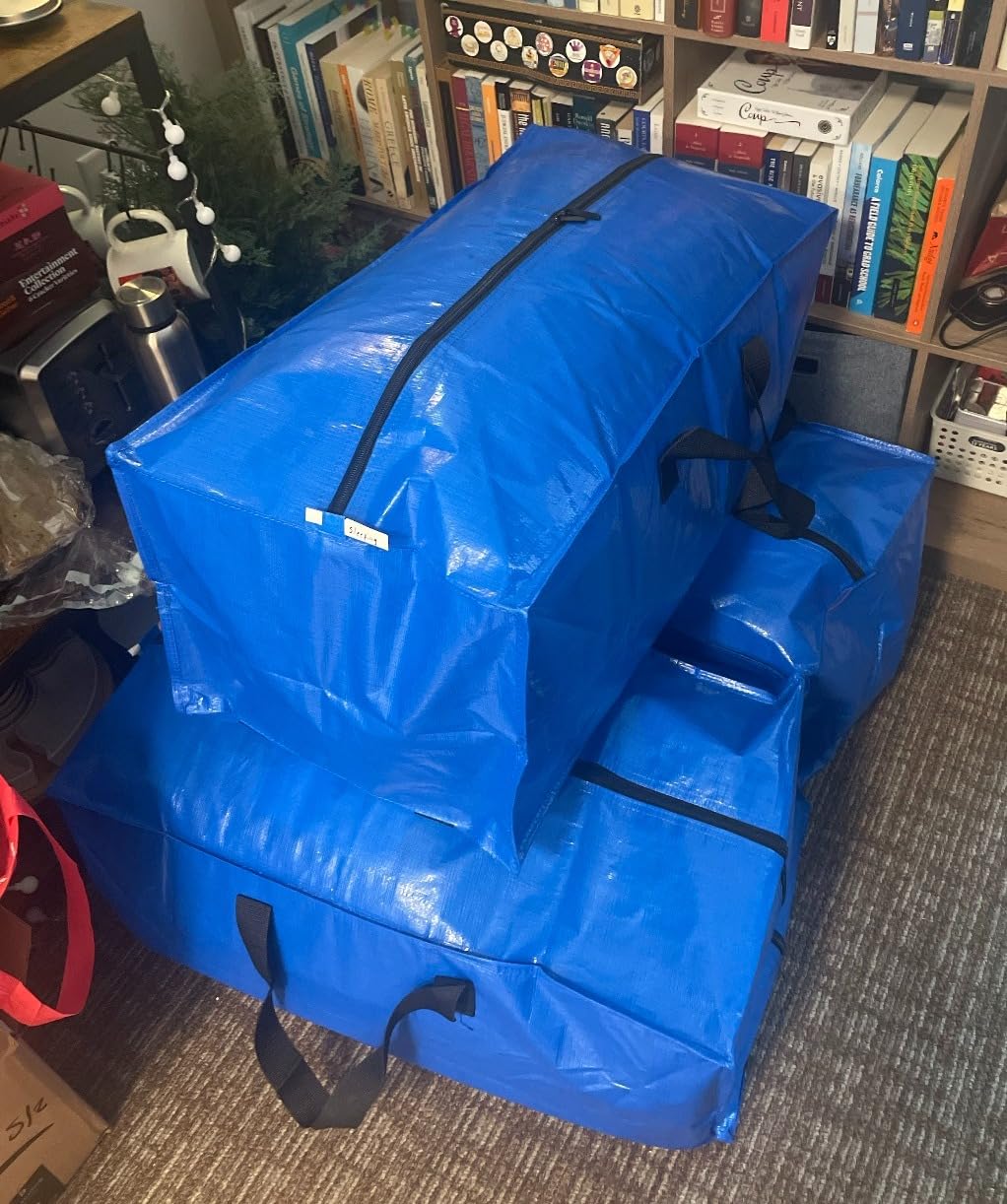 Heavy Duty Extra Large Blue Moving Bags with Strong Zipper Backpack Handles customer photo 1