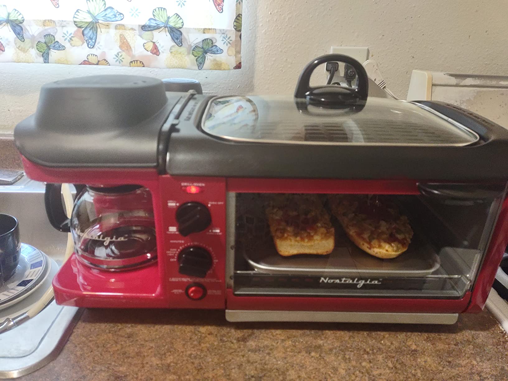 Nostalgia 3-in-1 Breakfast Station - Includes Coffee Maker, Non-Stick Griddle, and 4-Slice Toaster Oven - Versatile Breakfast Maker with Timer - Aqua customer photo 1