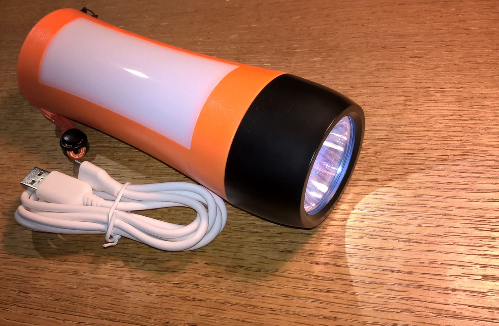 Rechargeable Hand Crank Flashlight/Generator/USB Charger for Phone and Emergency Survival Situations (Orange) customer photo 1