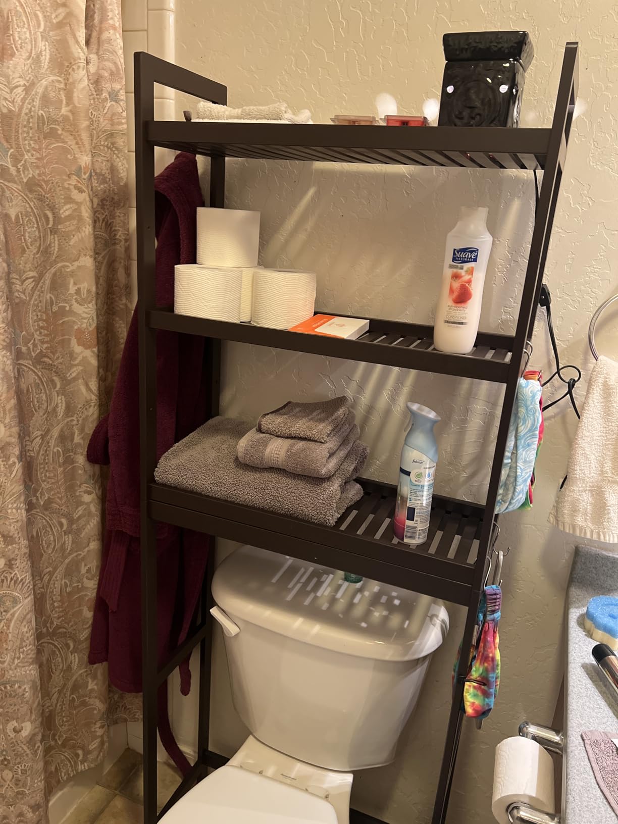 SONGMICS 3-Tier Bamboo Over The Toilet Storage, Adjustable Shelf, 66.9''H customer photo 2