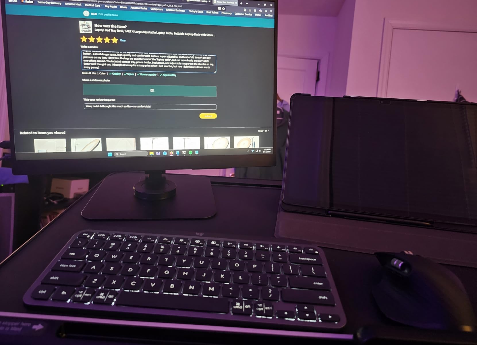 Laptop Lap Desk for Bed, SAIJI X-Large Adjustable Laptop Table customer photo 1