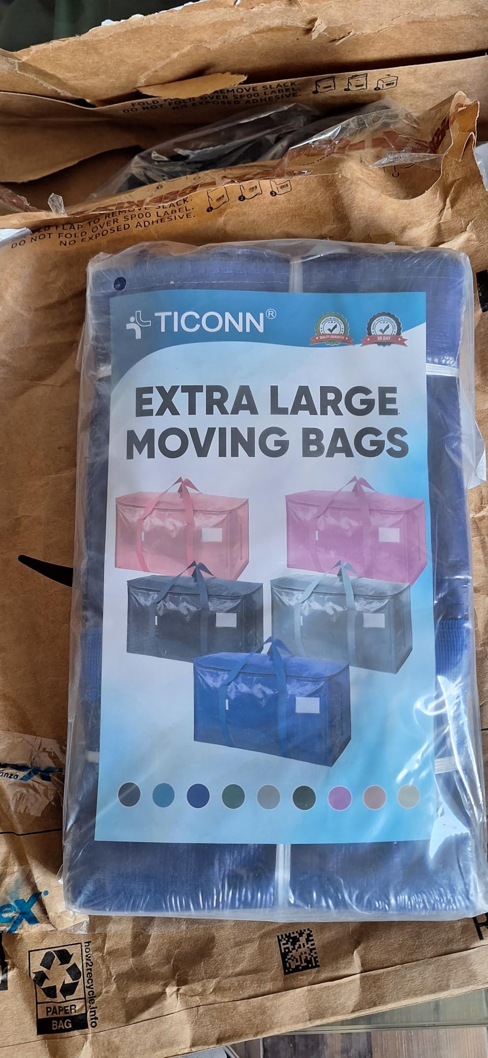 TICONN 4 Pack Extra Large Moving Bags Heavy Duty with Zippers & Carrying Handles, Durable Storage Bags Moving Boxes for Closet Organizers and Storage (4 Pack, Blue) customer photo 2