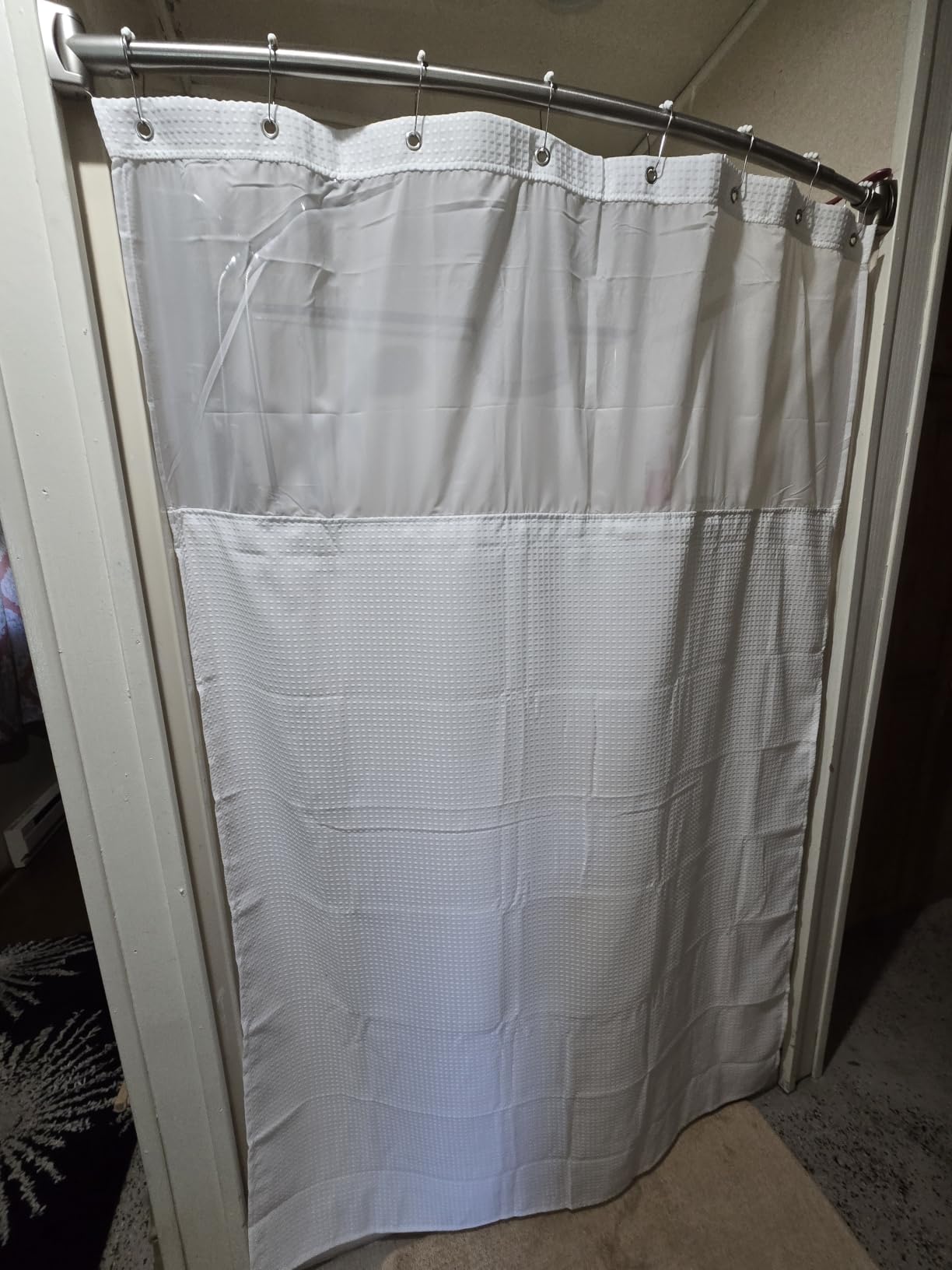 N&Y HOME Waffle Weave Shower Curtain with Snap-in Liner Set White, 71x72 customer photo 2