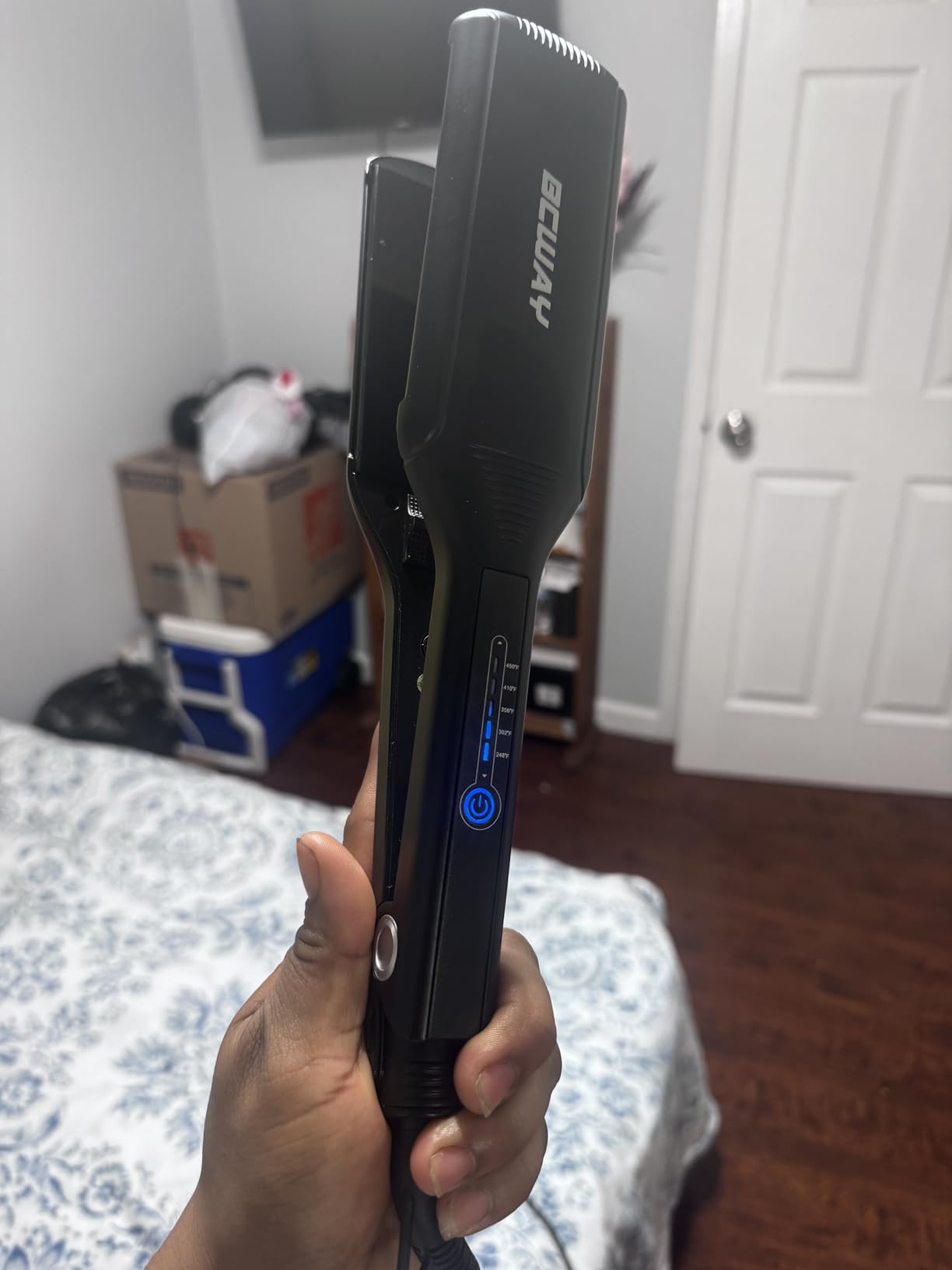 Professional Hair Straightener, 2.16'' Extra-Large Floating Titanium Flat Iron, Anti-Static 30s Instant Heating Straightening Iron with 5 Adjustable for All Hair Types customer photo 1