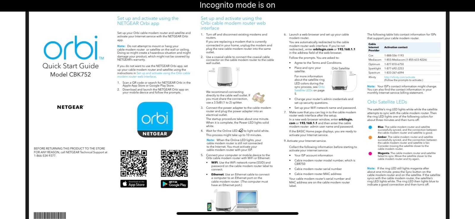 NETGEAR Orbi Cable Modem Router Combo Mesh System (CBK752) DOCSIS 3.1 – AX4200 WiFi 6 (4.2 Gbps) – Certified with Xfinity (up to 900Mbps, Spectrum & Cox (up to 1Gbps) – Covers 5,000 sq.ft. customer photo 1