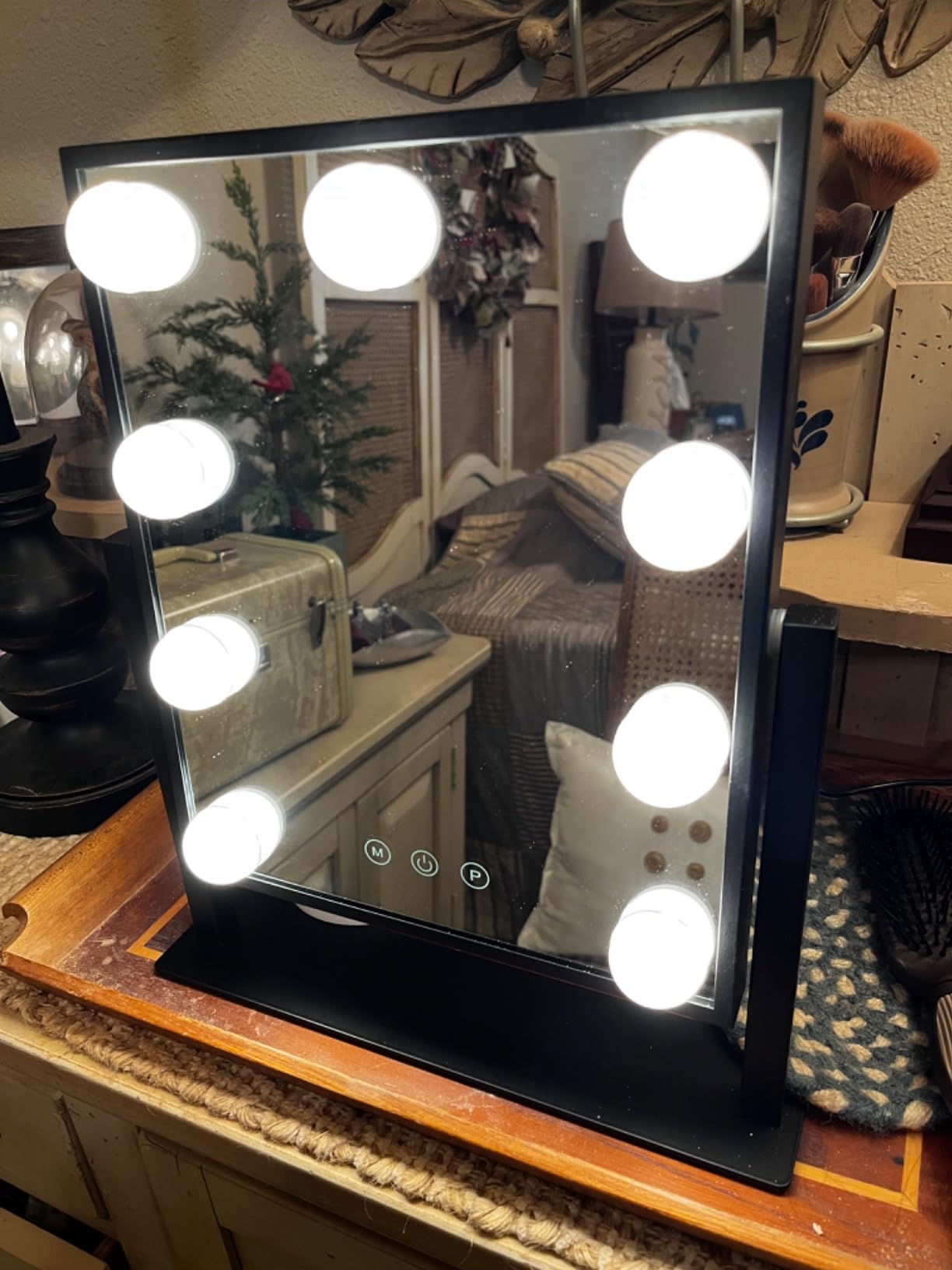 BWLLNI Lighted Makeup Mirror, White Vanity Mirror with Lights,9 LED Bulbs customer photo 1