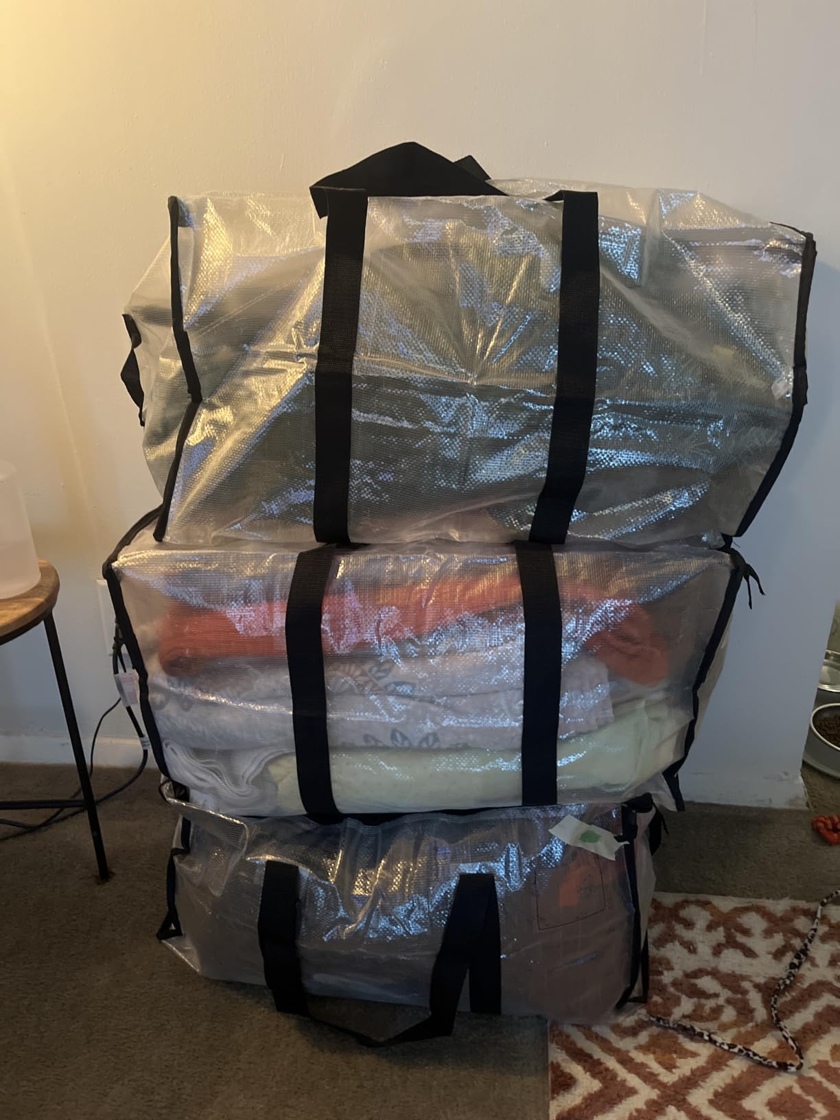 BALEINE 6-Pack Oversized Moving Bags with Reinforced Handles, Heavy-Duty Storage Tote for Clothes, Moving Supplies (Clear, 6-Pack) customer photo 2