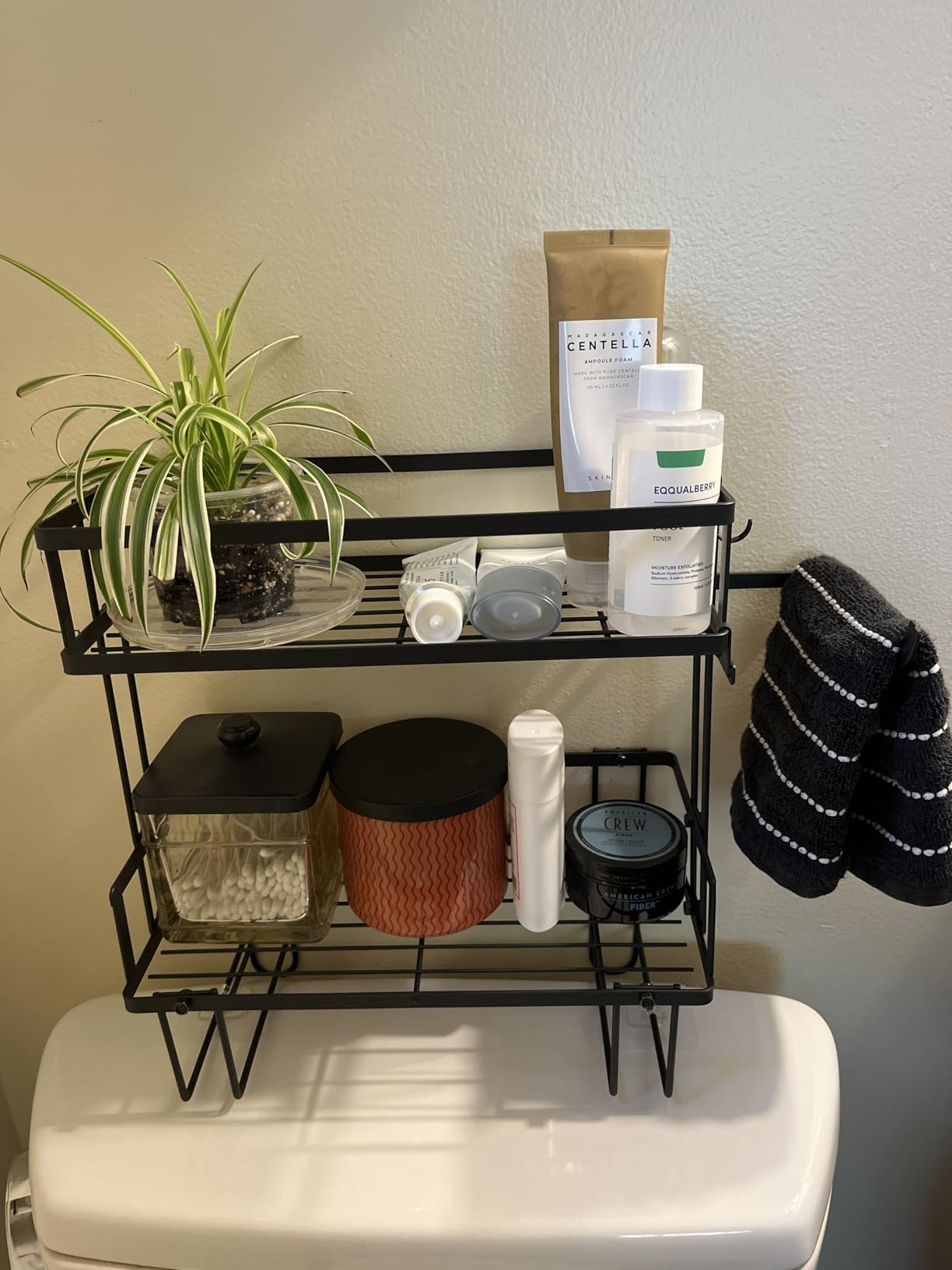 Godboat 2-Tier Over Toilet Storage Shelf, Wall-Mount with 2 Hook/Paper Rack customer photo 2