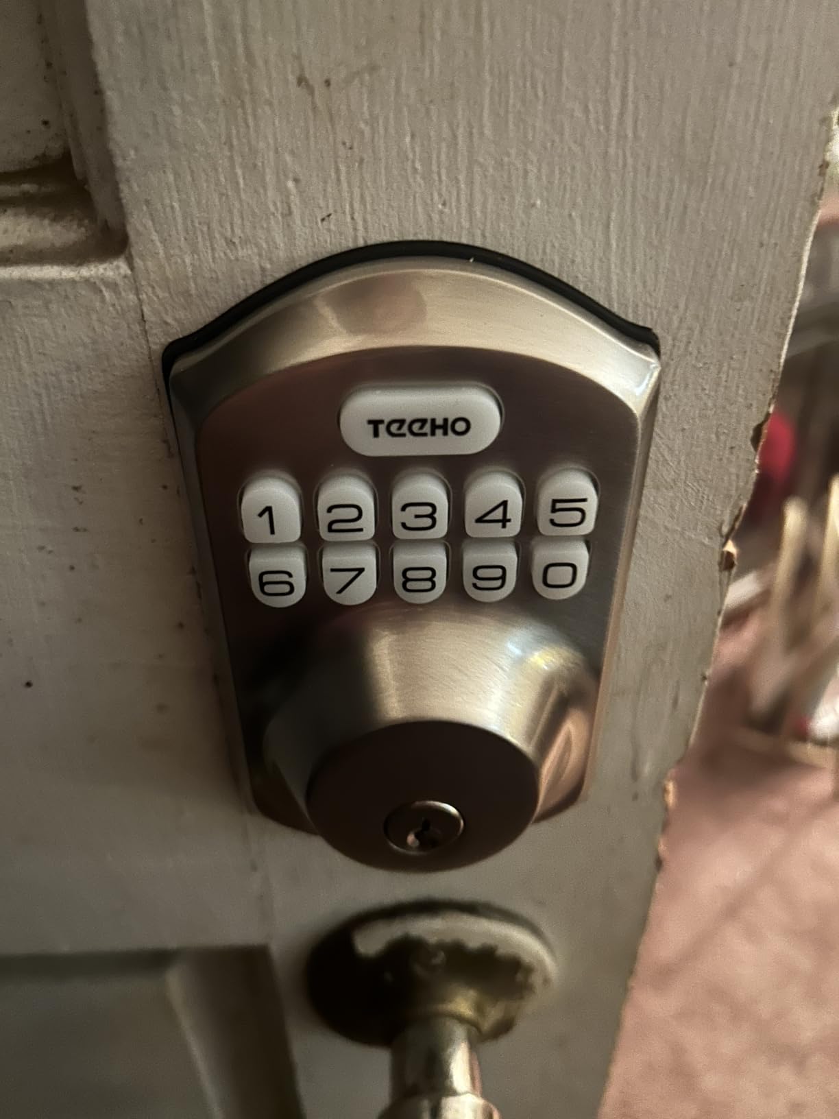 TEEHO TE001 Keyless Entry Deadbolt with Keypad for Front Door, Satin Nickel customer photo 2