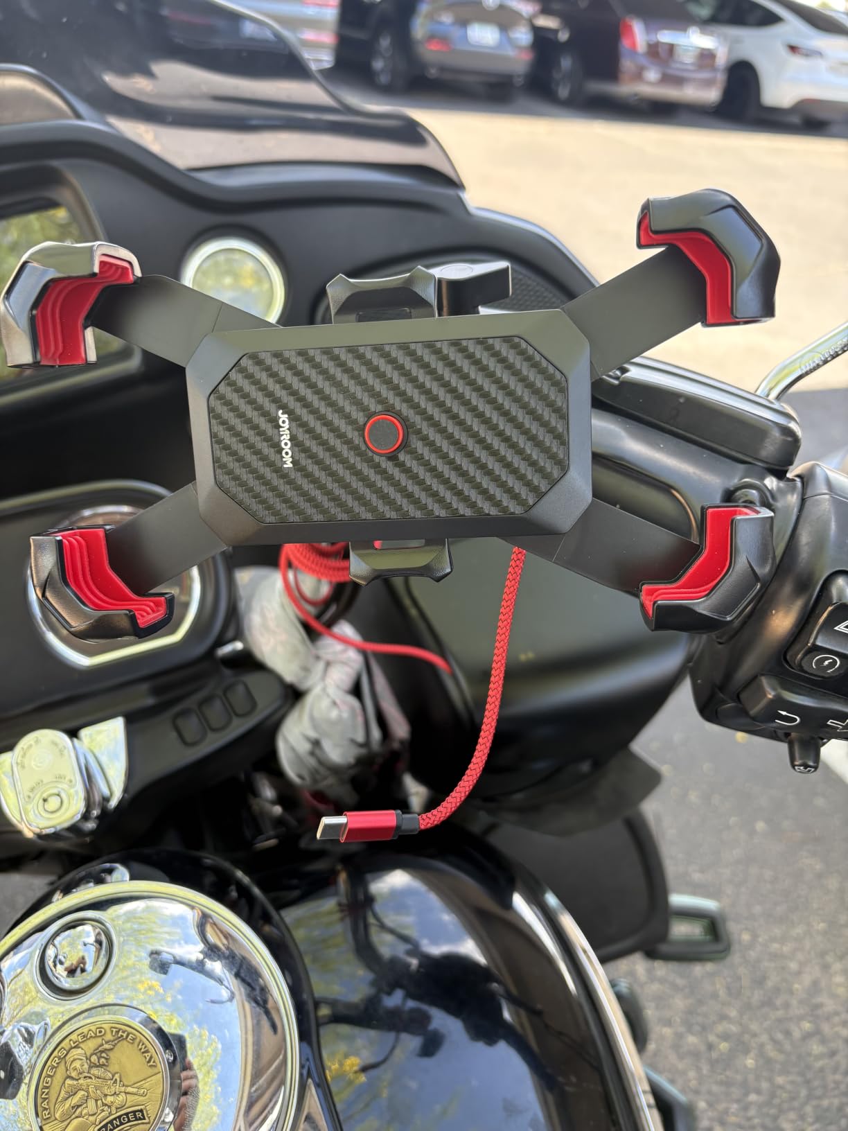 JOYROOM Motorcycle Phone Mount, [1s Auto Lock][100mph Military Anti-Shake] Bike Phone Holder for Bicycle, [10s Quick Install] Handlebar Phone Mount, Compatible with iPhone, Samsung, All Cell Phone customer photo 1