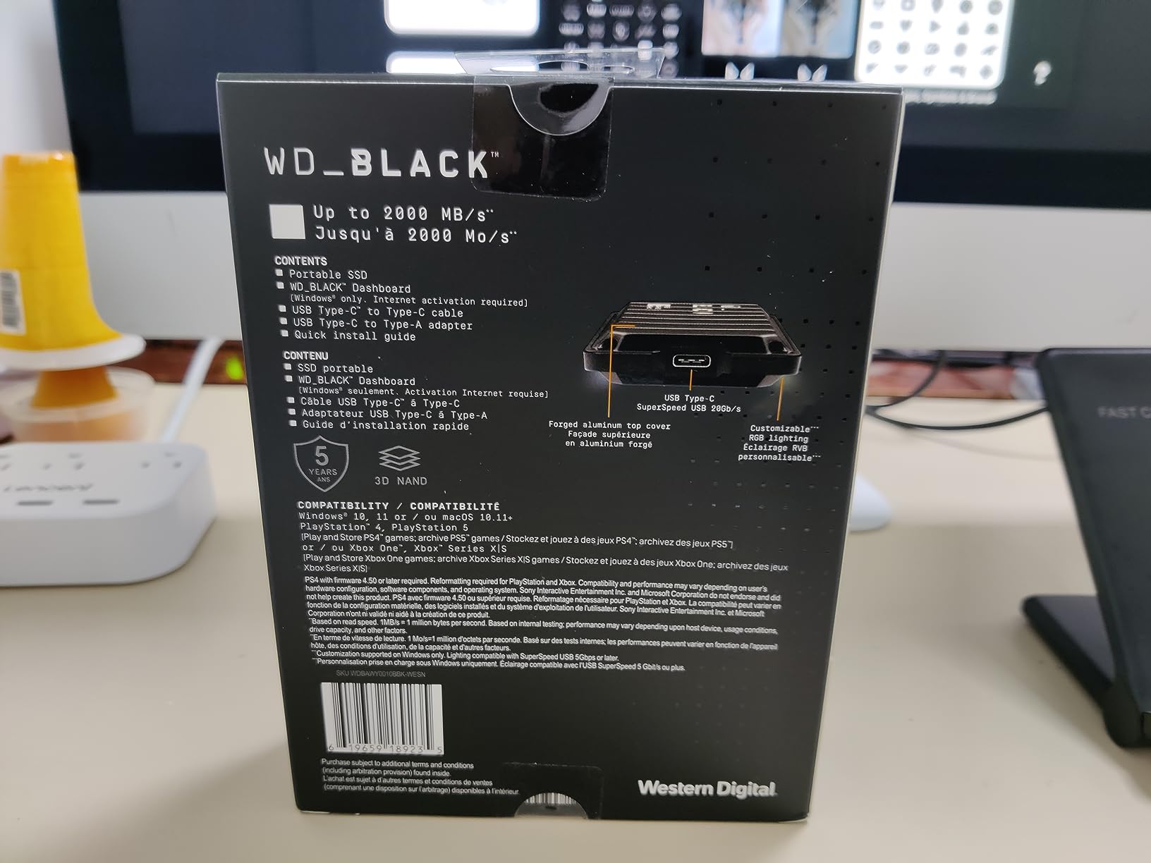 Western Digital 1TB P40 Game Drive SSD - Up to 2,000MB/s, RGB Lighting, Portable External Solid State Drive , Compatible with Playstation, Xbox, PC, & Mac - WDBAWY0010BBK-WESN customer photo 1
