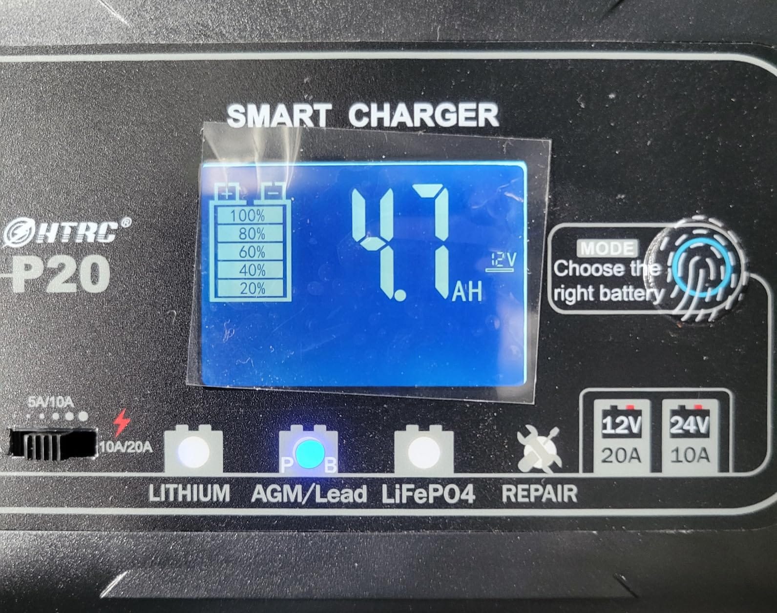 20-Amp Smart Battery Charger,Lithium,LiFePO4,Lead-Acid(AGM/Gel/SLA..) Car Battery Charger,Trickle Charger, Maintainer/deep Cycle Charger,12V/20A and 24V/10A,for Boat,Motorcycle,Lawn Mower,Golf cart.. customer photo 1