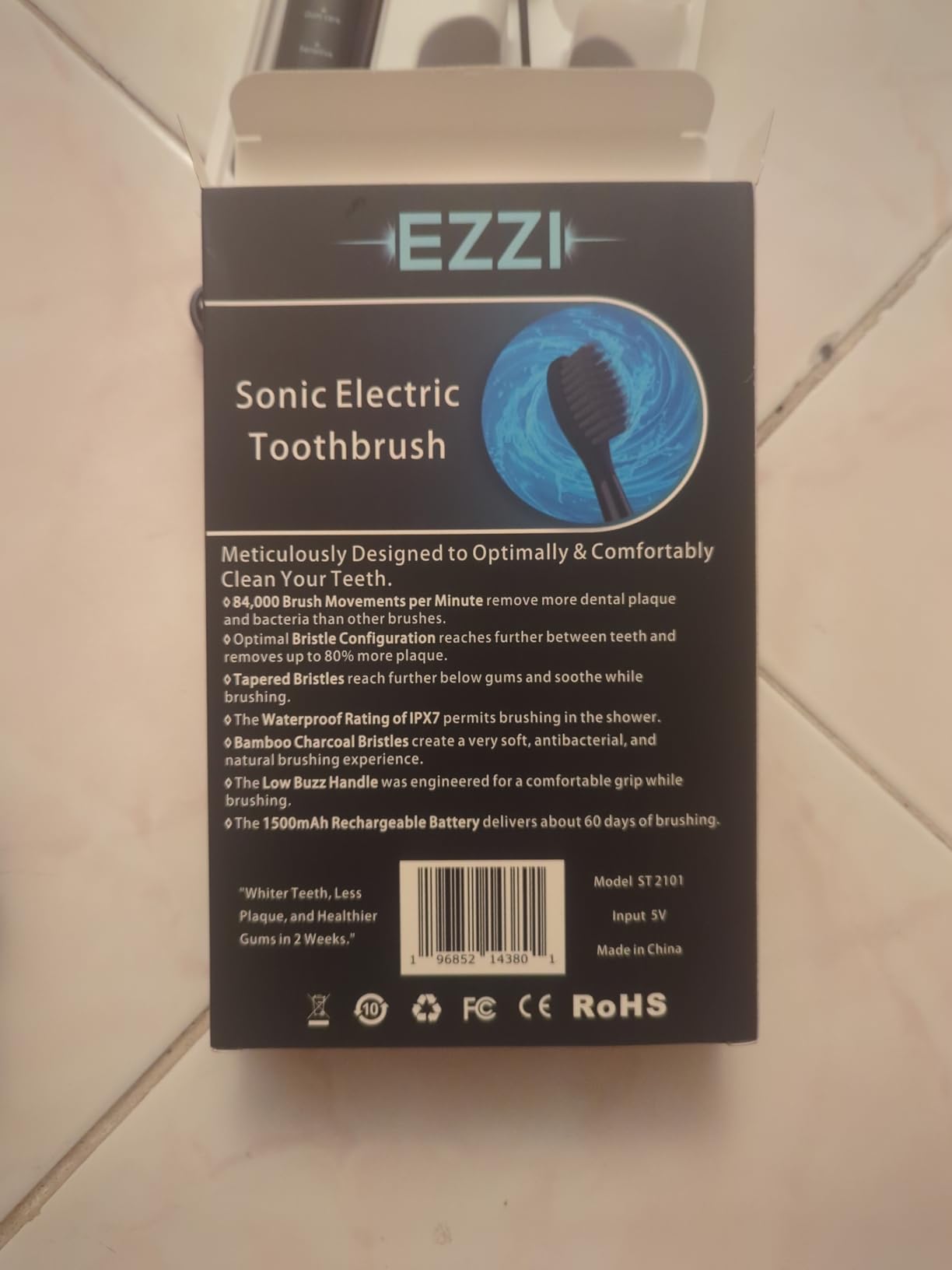 EZZI Sonic Electric Toothbrush | Ultra Soft Tapered Bristles | 60-Day Rechargeable Battery | 42,000 Vibrations/Min | for Adults, Sensitive Teeth, Receding Gum Disease, Whitening, Braces, Travel customer photo 1