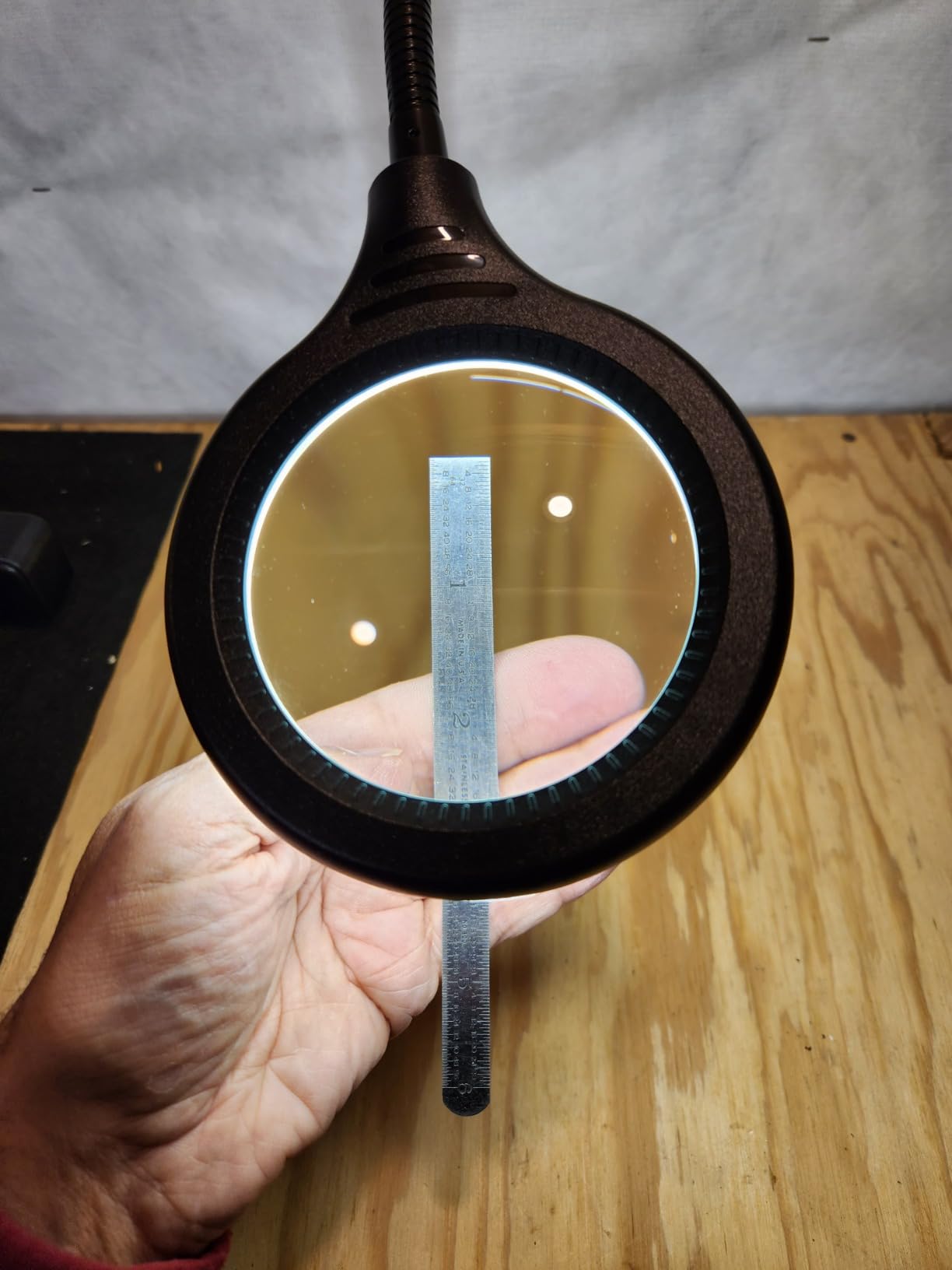 10X Magnifying Glass with Light and Clamp, 5 Color Modes Stepless Dimmable Lighted Magnifier with Stand, Flexible Gooseneck LED Desk Lamp Hands Free for Craft Reading Painting Hobby Close Work customer photo 1