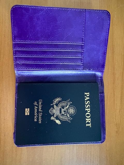 TOURSUIT RFID Blocking Passport Holder, Leather Travel Wallet, Dark Blue customer photo 2