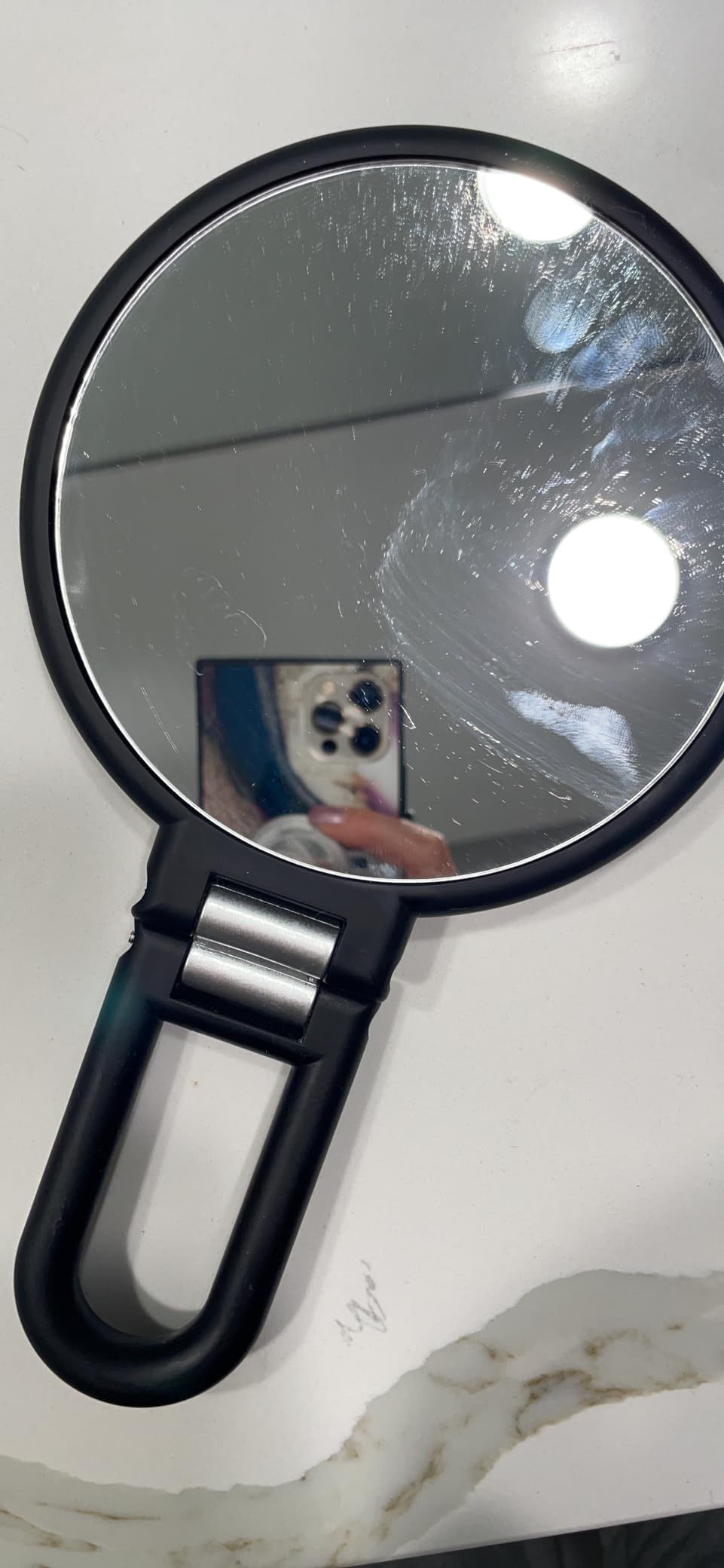 CLSEVXY Magnifying Handheld Mirror Double Sided, 1X 15X Magnification Hand Mirrors, Travel Folding Hand Held Mirror, 360°Rotation Pedestal Makeup Vanity Mirror customer photo 1
