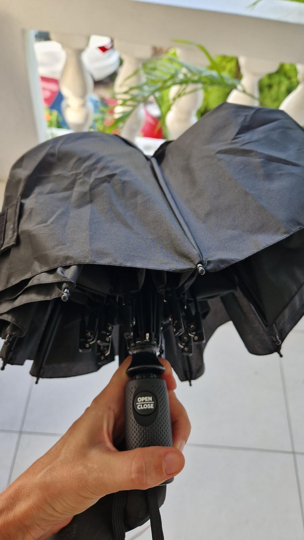 TUMELLA Strongest Windproof Travel Umbrella (Compact, 100MPH Wind-Tested), Light, Portable, One-Handed Use, Automatic Folding Rain Umbrella, Durable, Premium Grip, Fits Car & Backpack customer photo 1