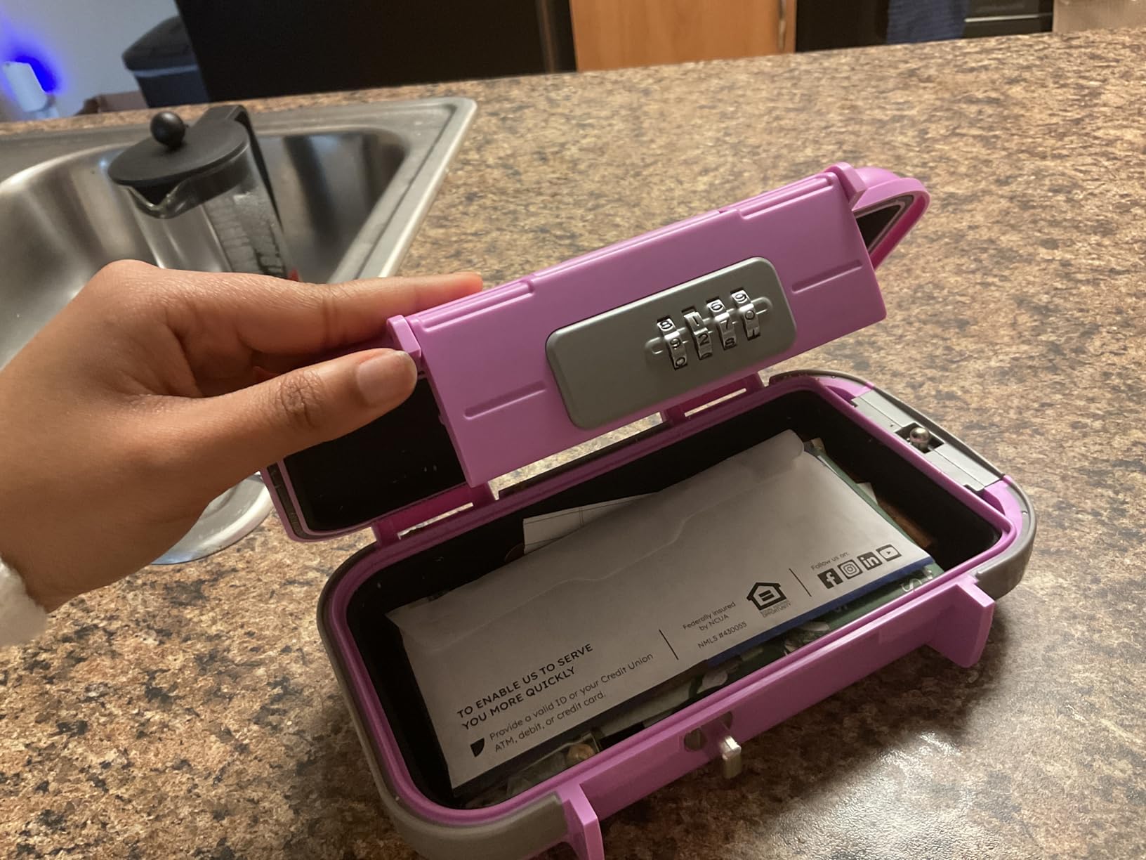BKNOOU Portable Travel Safe with Removable Chain, Dorm Safe with Cable Lock customer photo 2