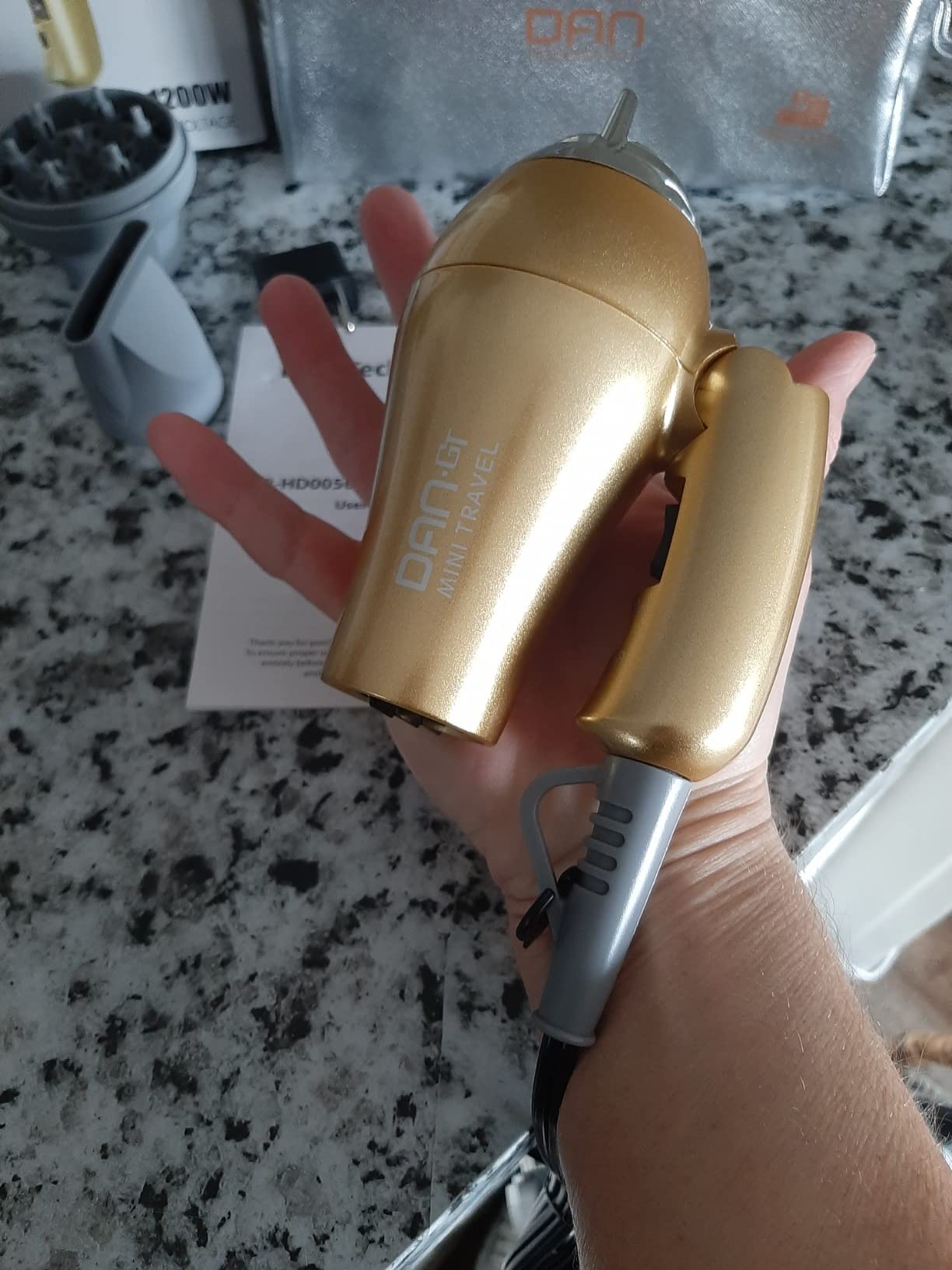 Travel Hair Dryer 1200W, Dual Voltage 125/250V, Foldable, Lightweight customer photo 1