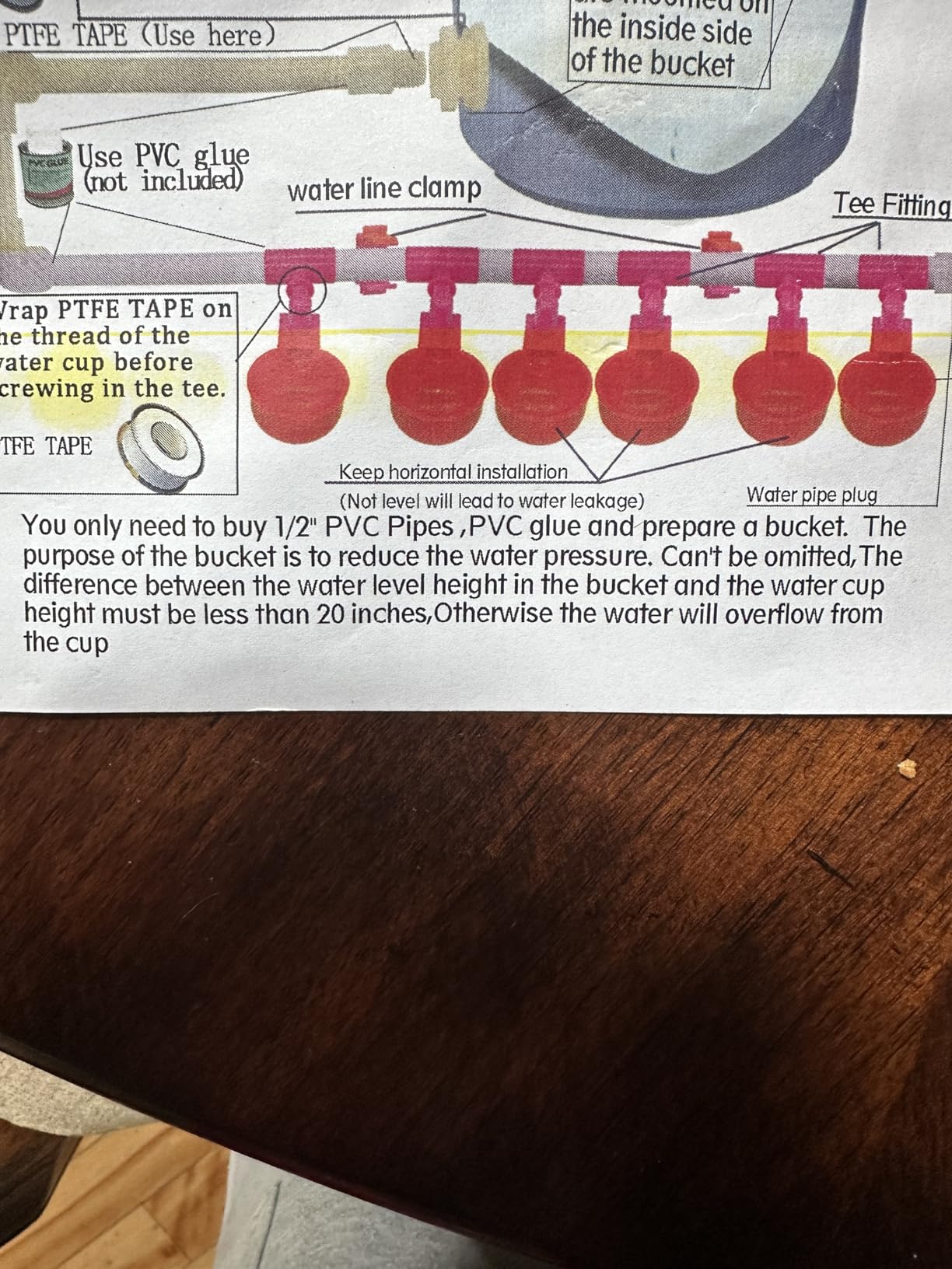 Complete Set Pipeline Automatic Chicken Nipple Waterer Cups and 1/2