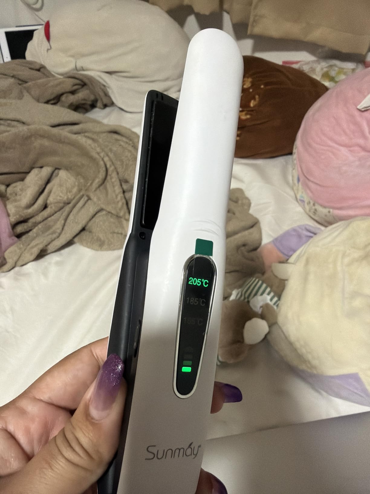 SUNMAY Cordless Hair Straightener, Titanium Portable Straightener for Travel, Dual Voltage Cordless Flat Iron Hair Straightener 2 in 1 with Comb & Clip for Women, Heat-up in Seconds, USB-C Fast Charge customer photo 1