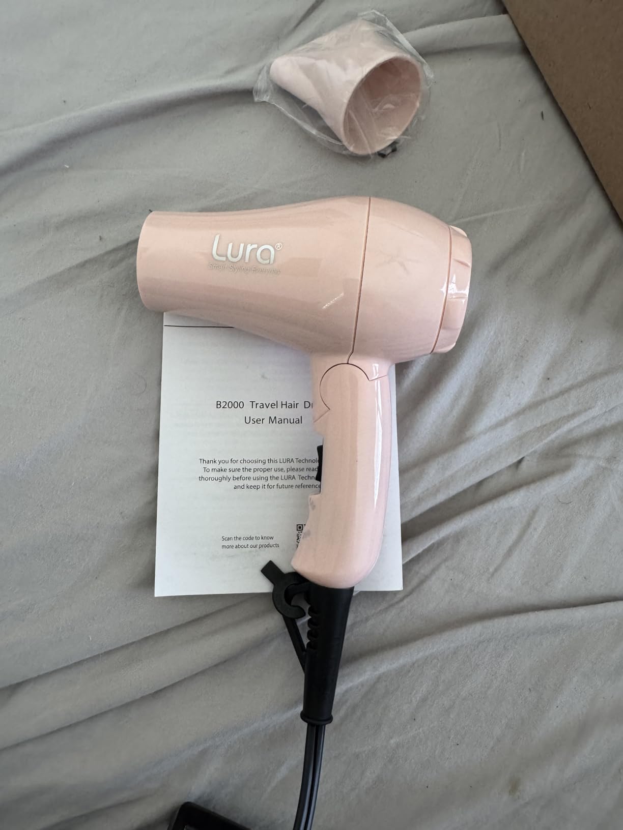 Foldable Travel Hair Dreyr Mini:Dual Voltage Small Lightweight Blow Dryer for International Travel,1200w Compact Hairdryer with Concentrator and Travel Bag(Light Pink) customer photo 1