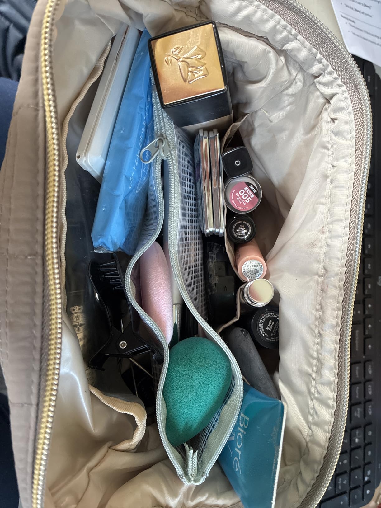 BAGSMART Makeup Bag Travel Toiletry Bag, Wide-open Zipper Pouch, Pink customer photo 2